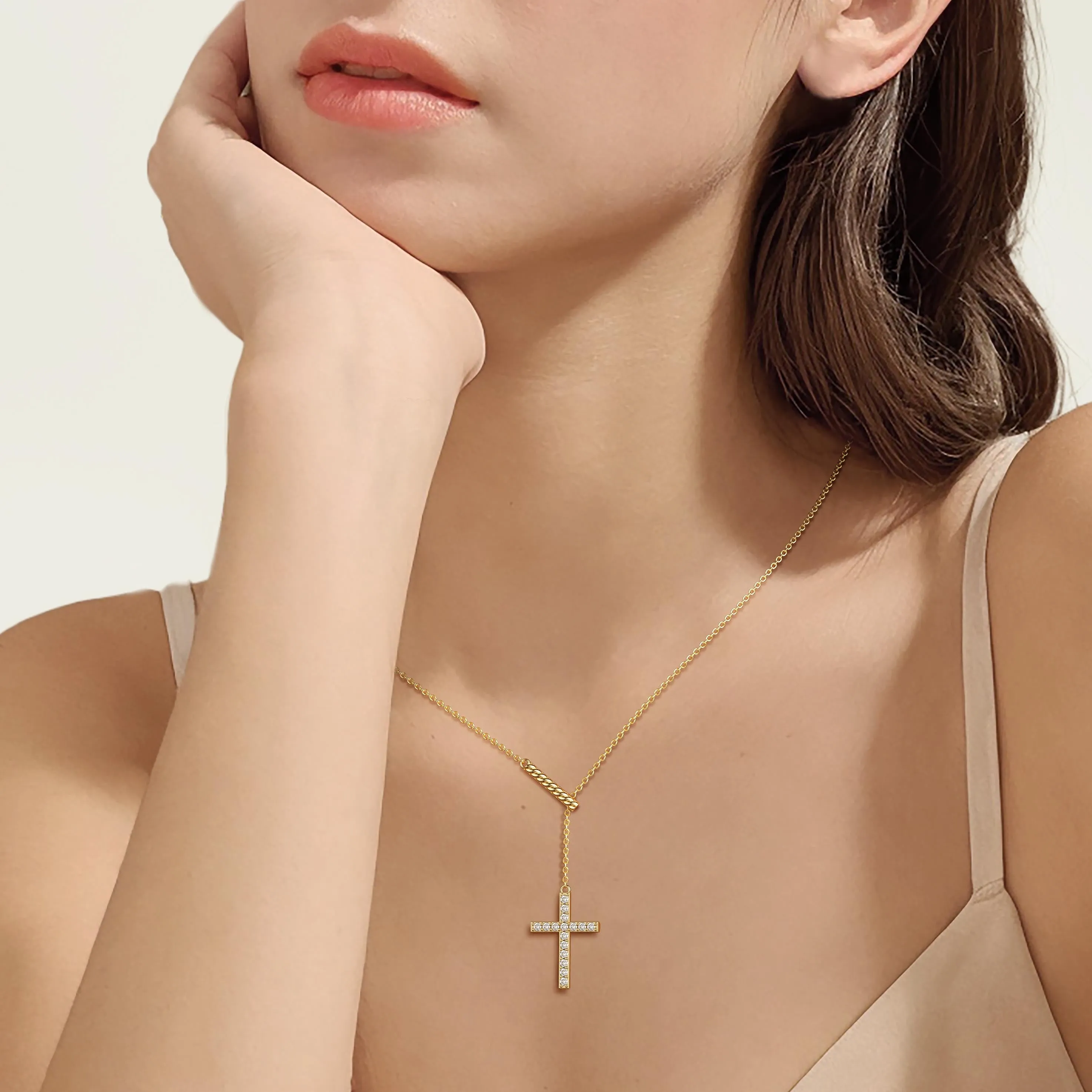 Pavé Cross Y Necklace sold by Vanimy Jewelry product image thumbnail 2
