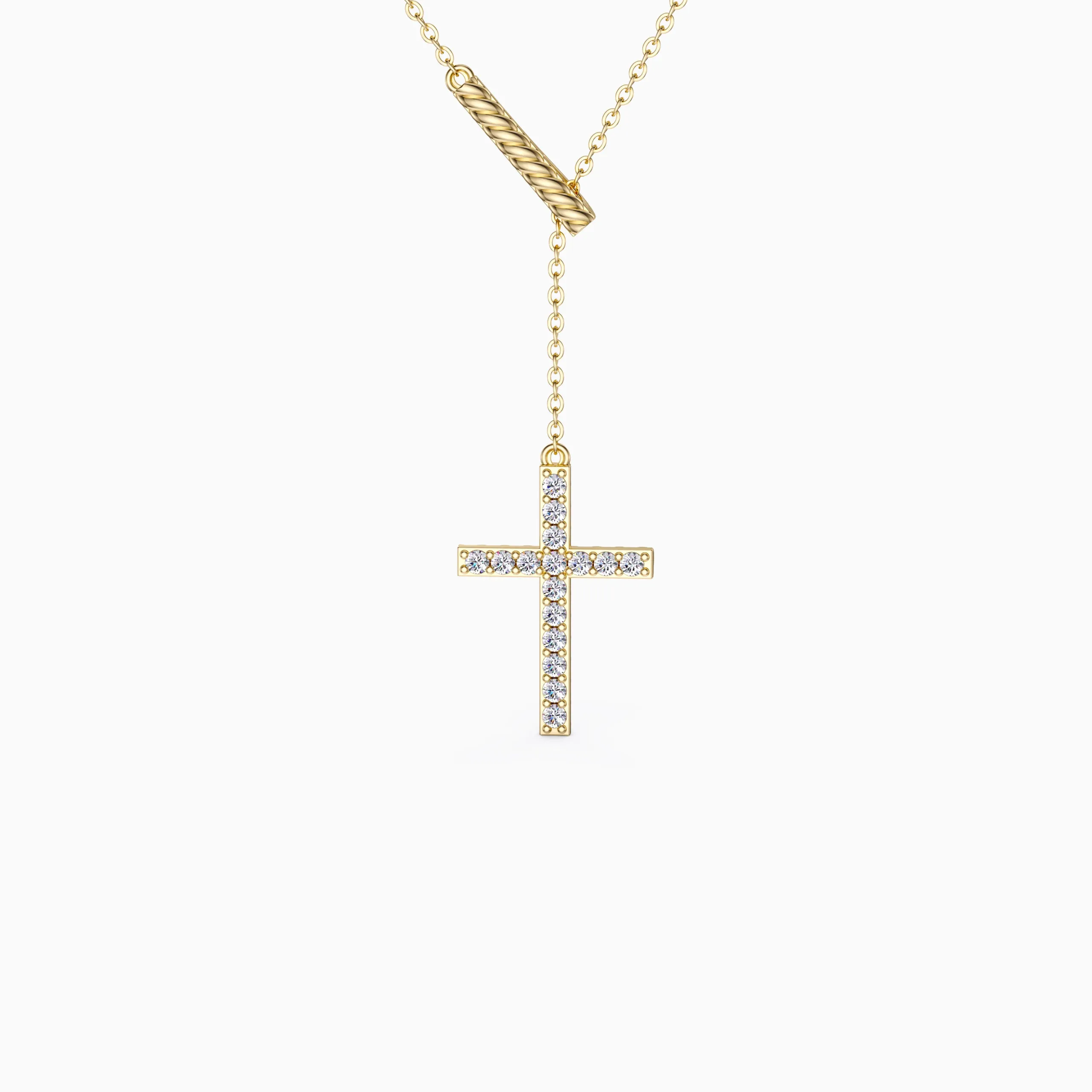 Pavé Cross Y Necklace sold by Vanimy Jewelry