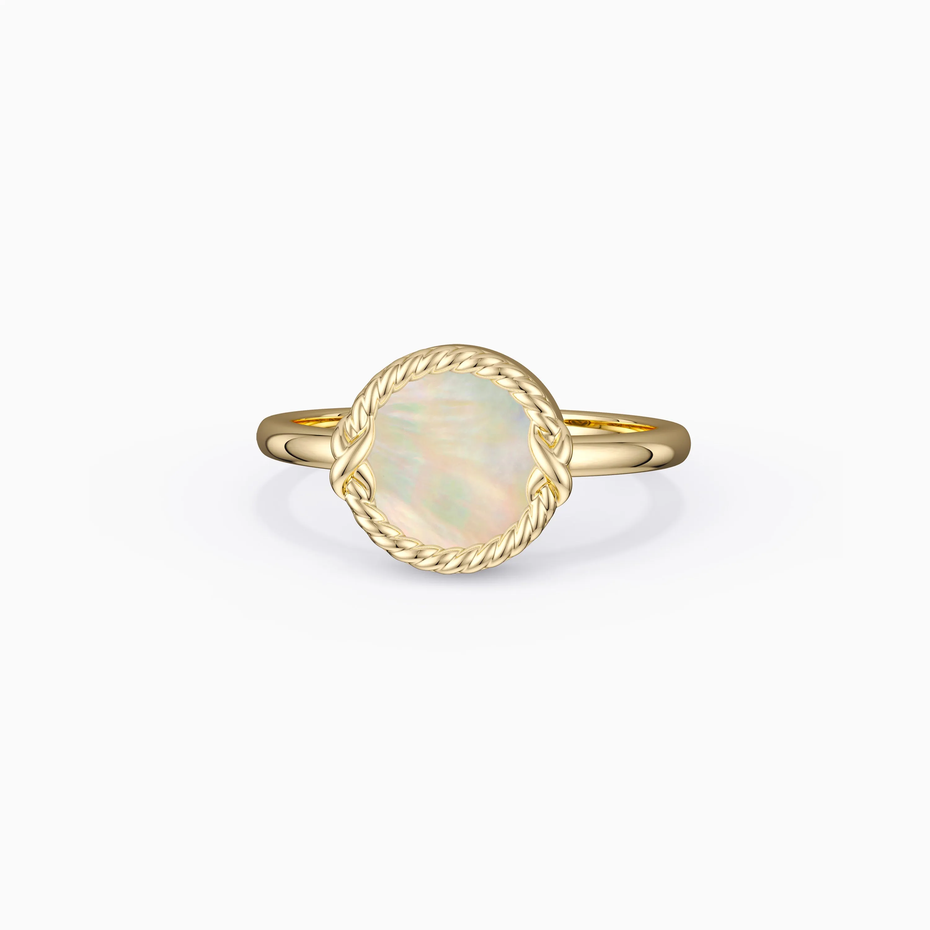 Mother of Pearl Disc Ring sold by Vanimy Jewelry