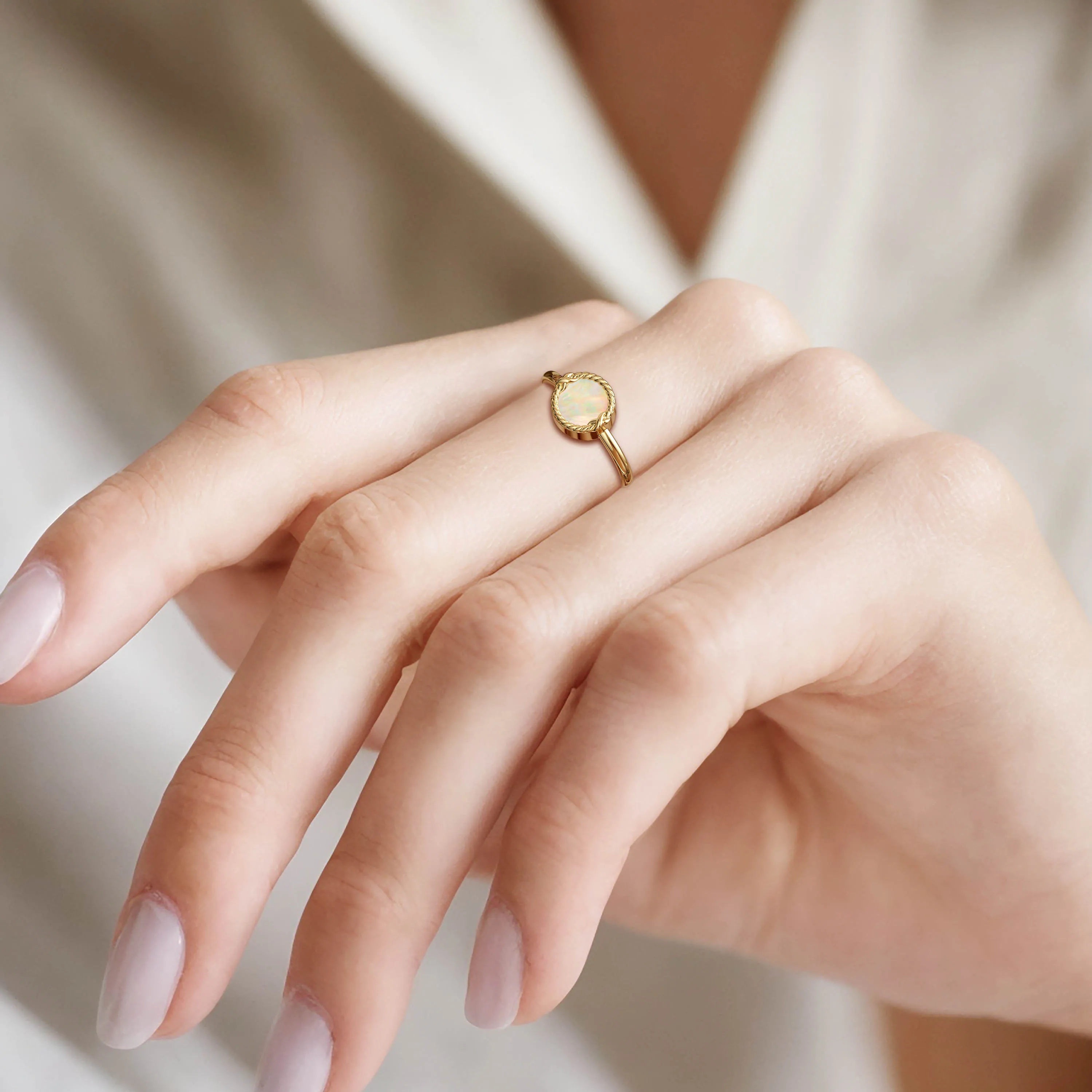 Mother of Pearl Disc Ring sold by Vanimy Jewelry product image thumbnail 2