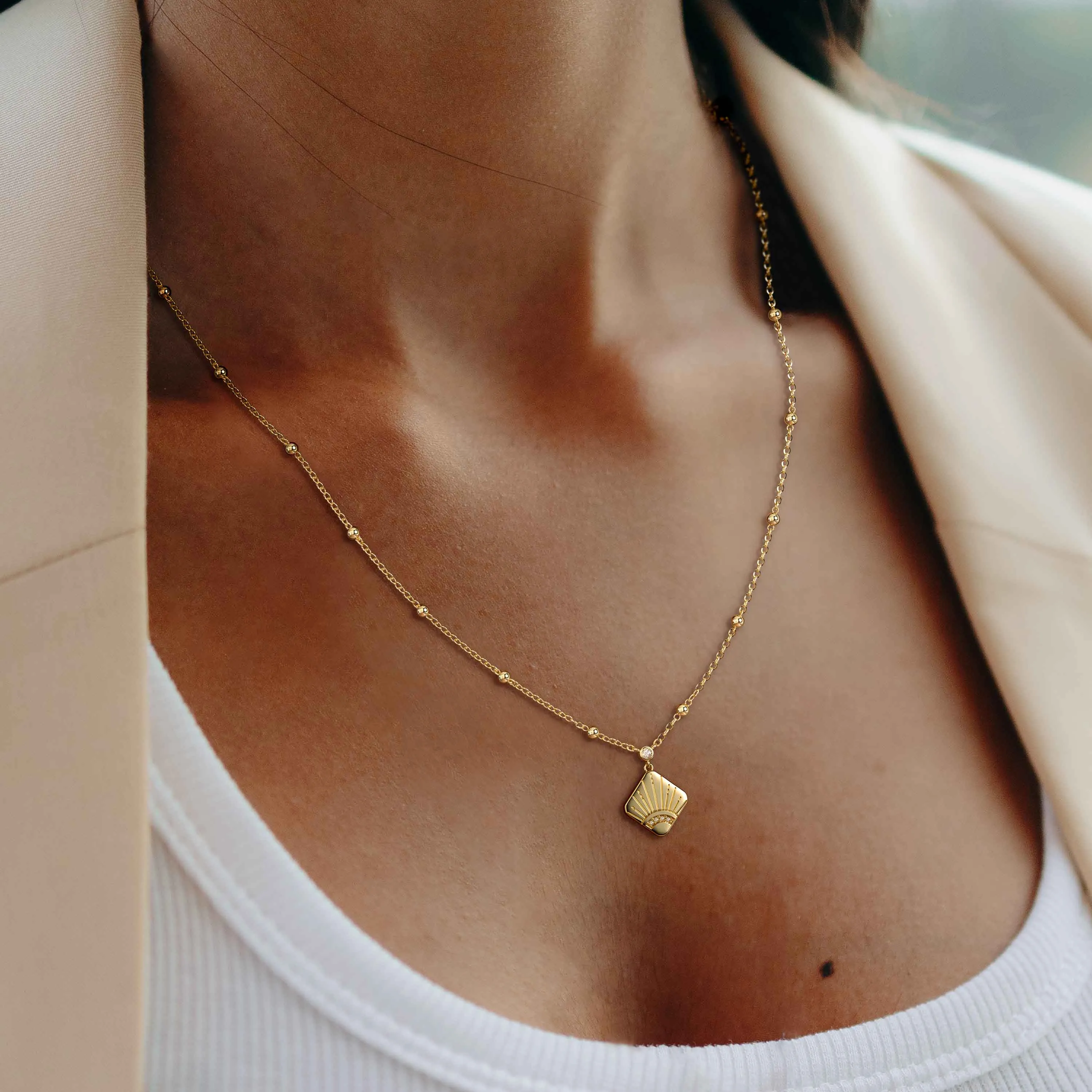 Layered Zircon Sun Necklace sold by Vanimy Jewelry product image thumbnail 2