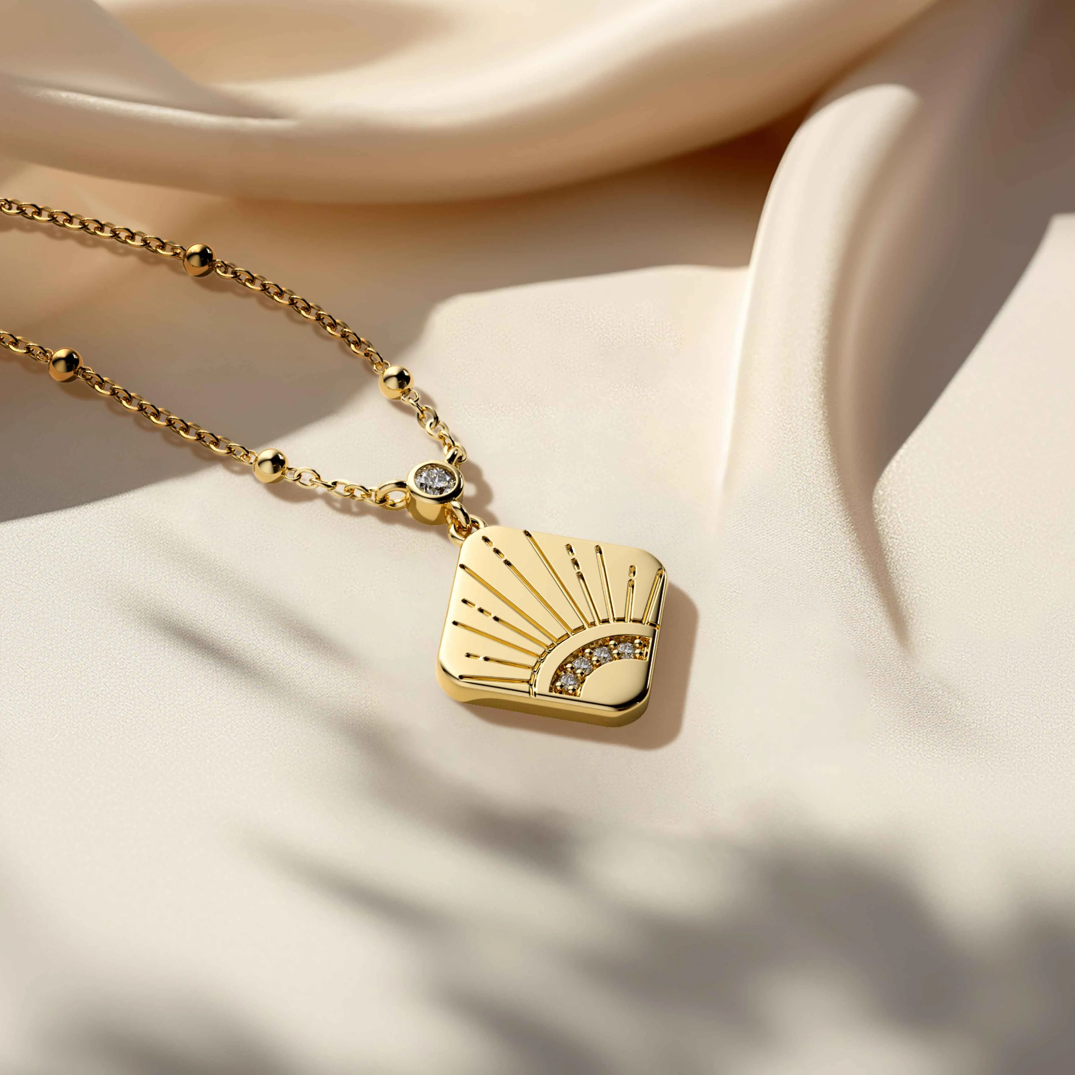 Layered Zircon Sun Necklace sold by Vanimy Jewelry product image thumbnail 3