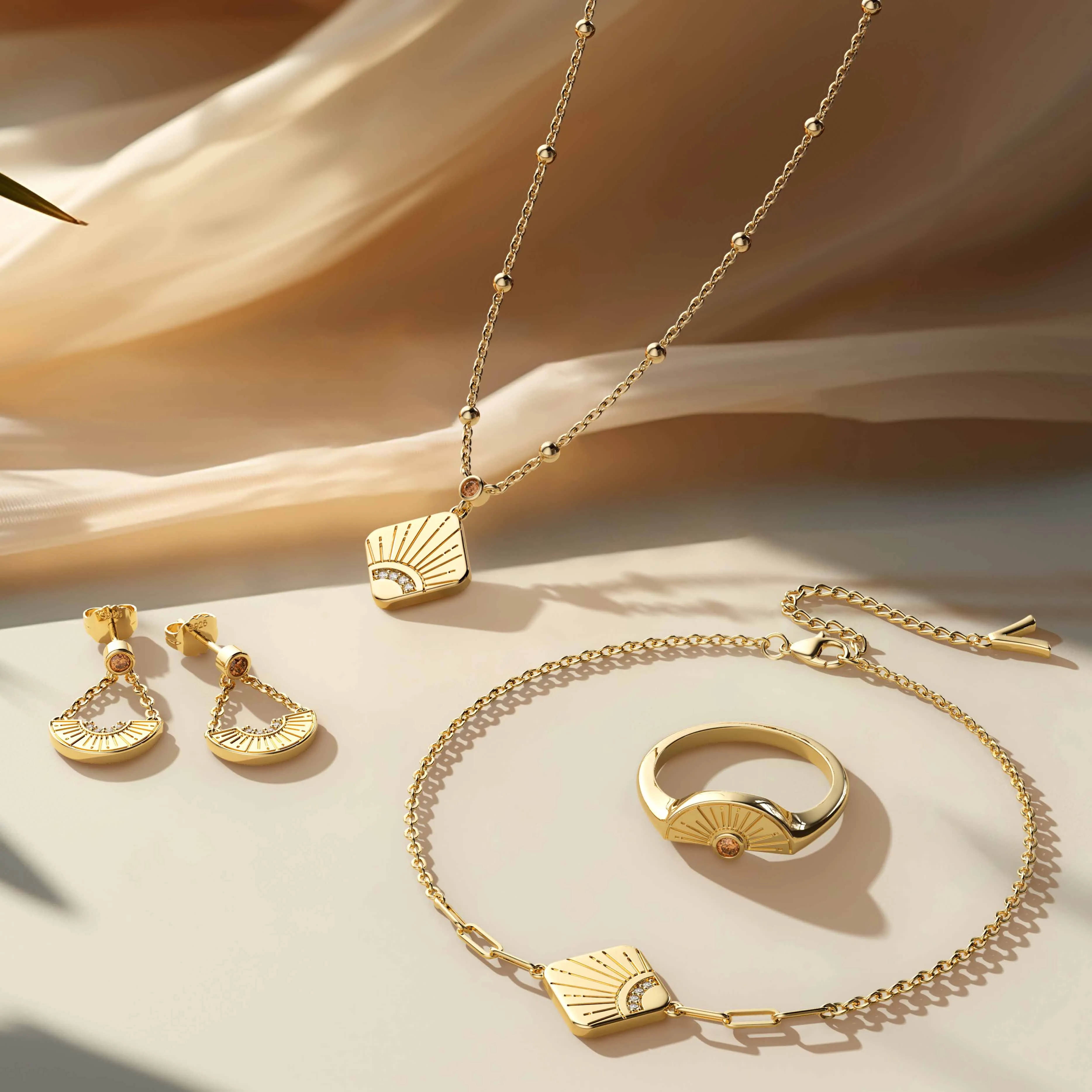 Layered Zircon Sun Necklace sold by Vanimy Jewelry product image thumbnail 4