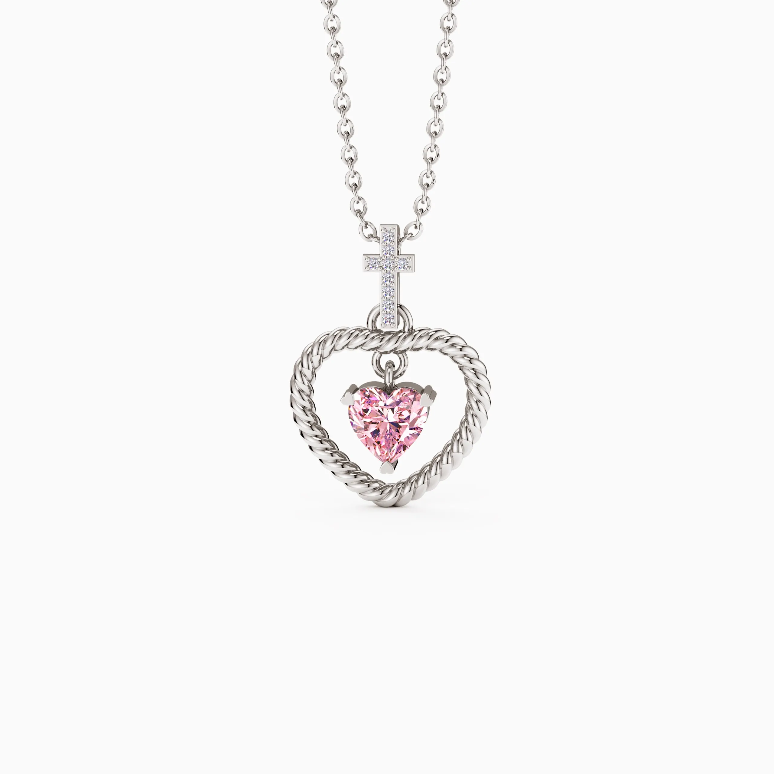 Twisted Heart Cross Pendant Necklace sold by Vanimy Jewelry product image thumbnail 4