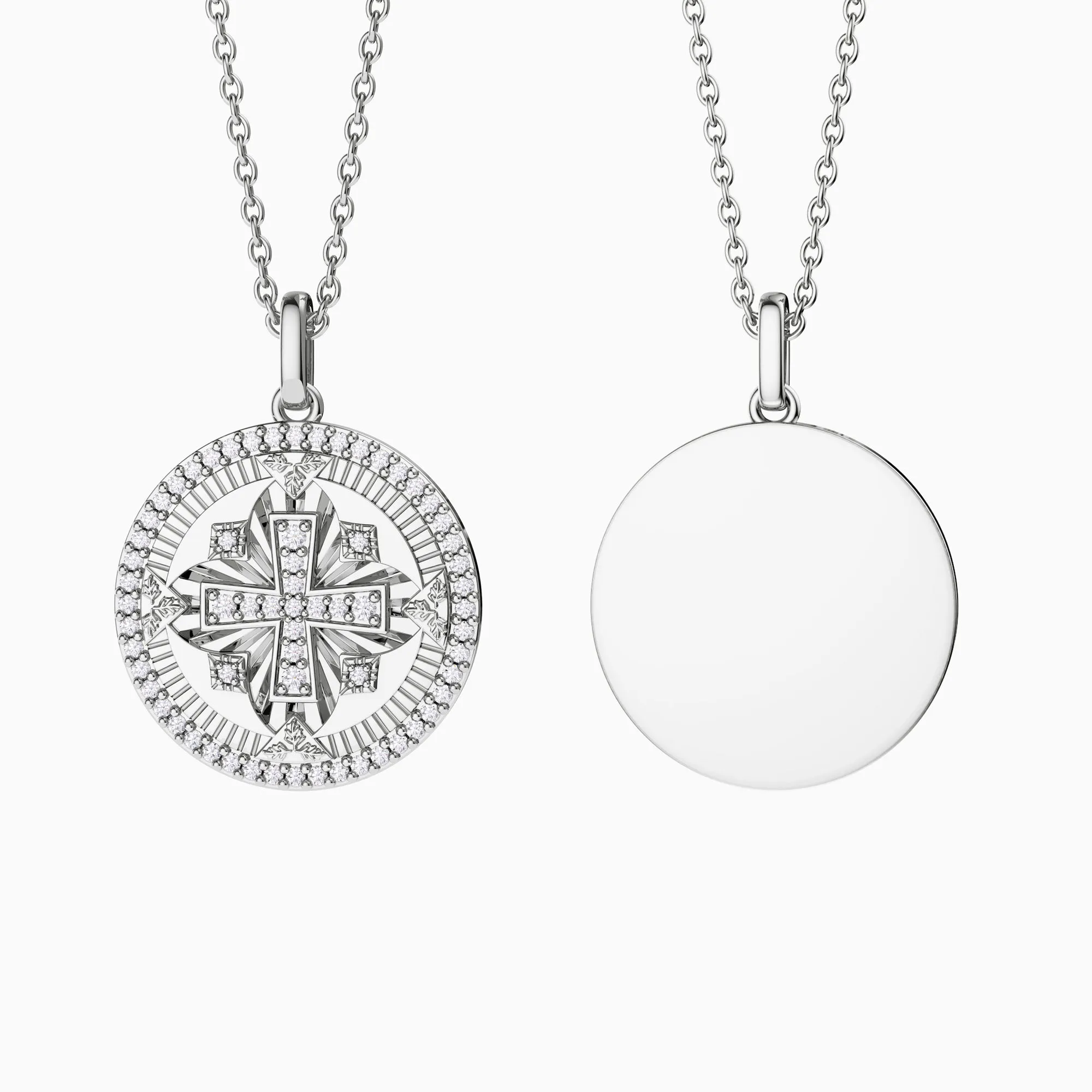 Divine Radiance Cross Protection Prayer Medallion Pendant Necklace - Plain Back sold by Vanimy Jewelry