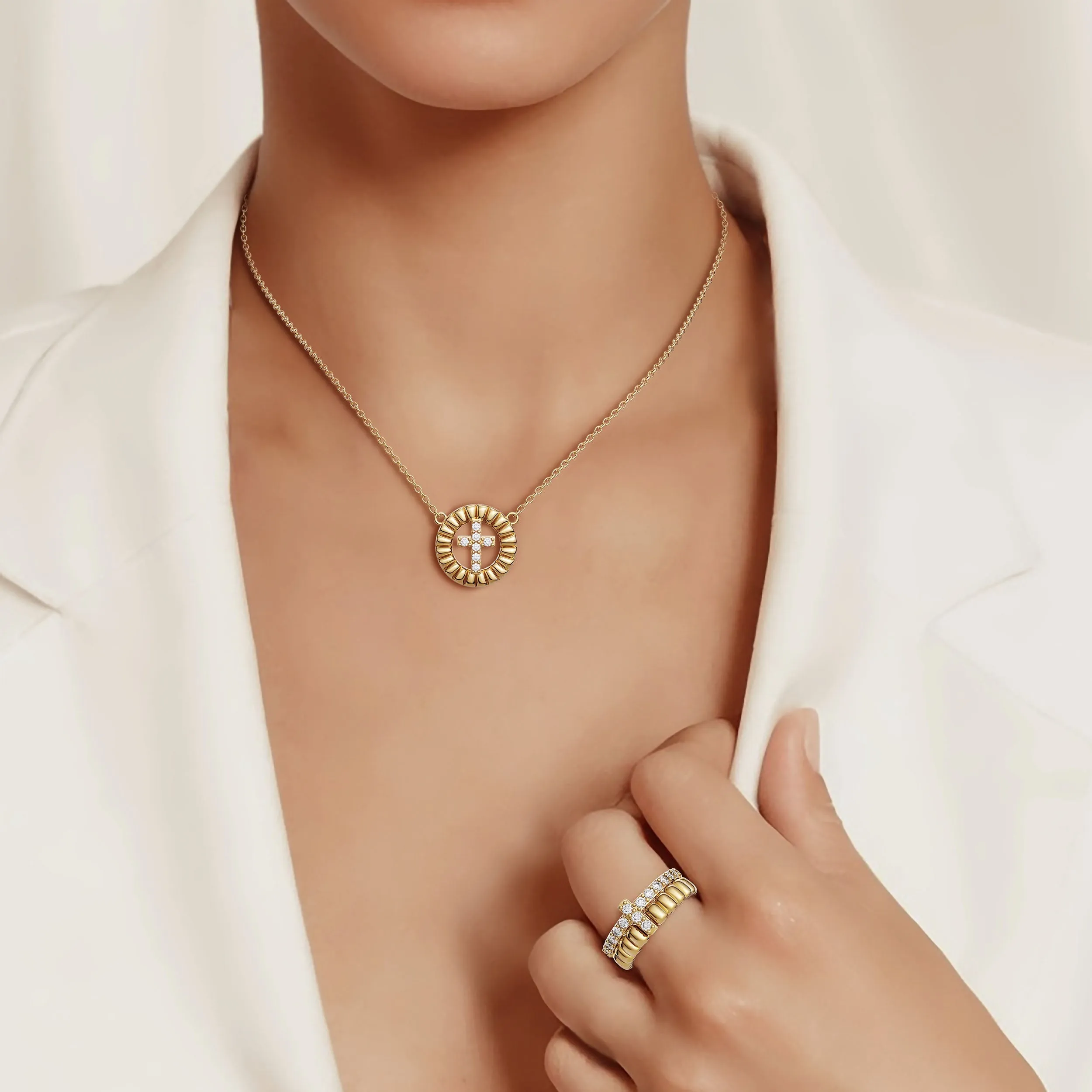 Devout Round Cross Symbol Necklace sold by Vanimy Jewelry product image thumbnail 3