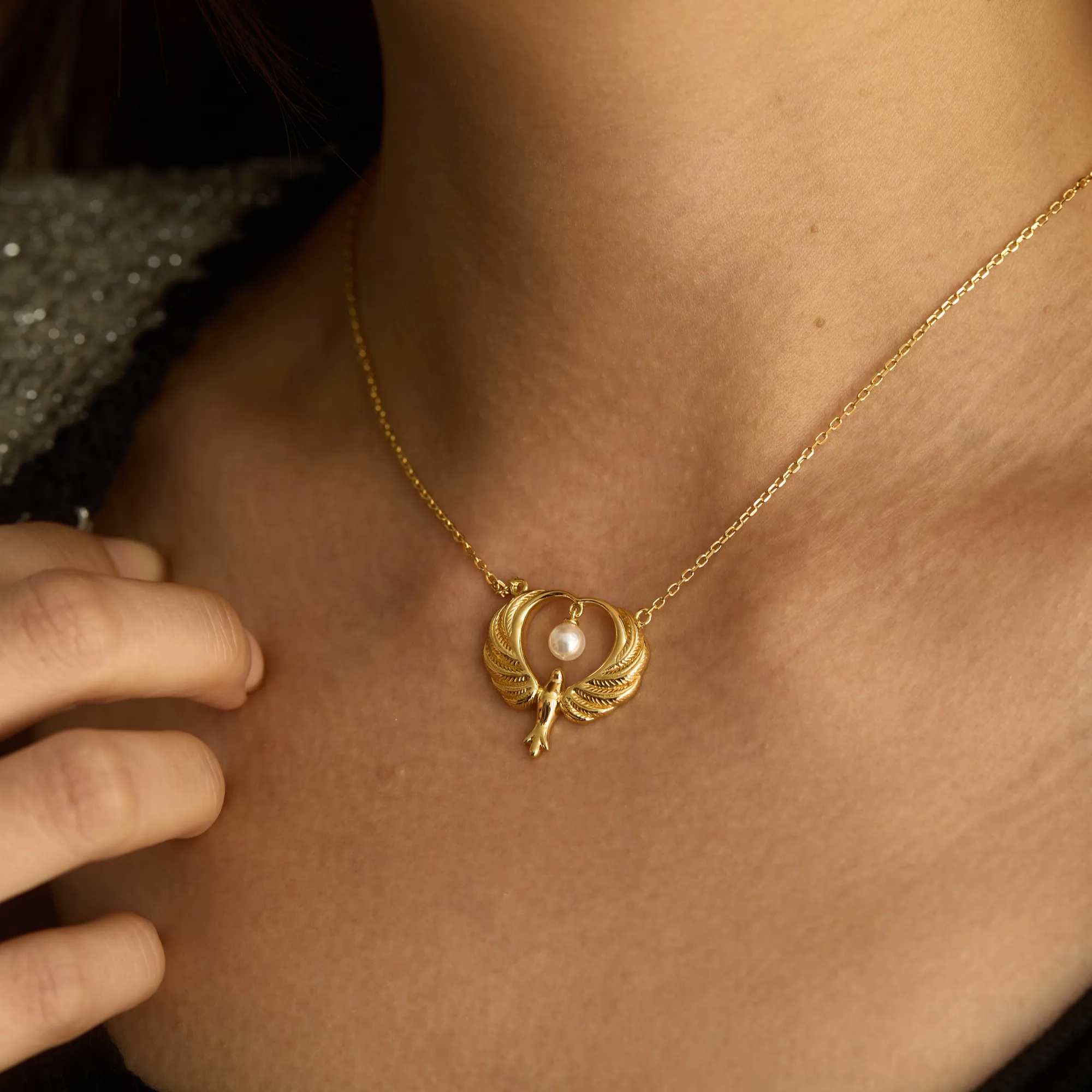 Maternal Love Dove Pearl Necklace sold by Vanimy Jewelry product image thumbnail 3