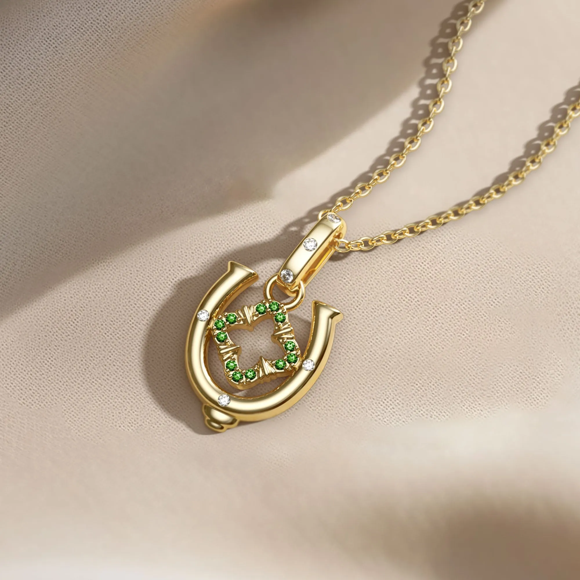 Horseshoe Four Leaf Clover Luck Charm Pendant sold by Vanimy Jewelry product image thumbnail 3