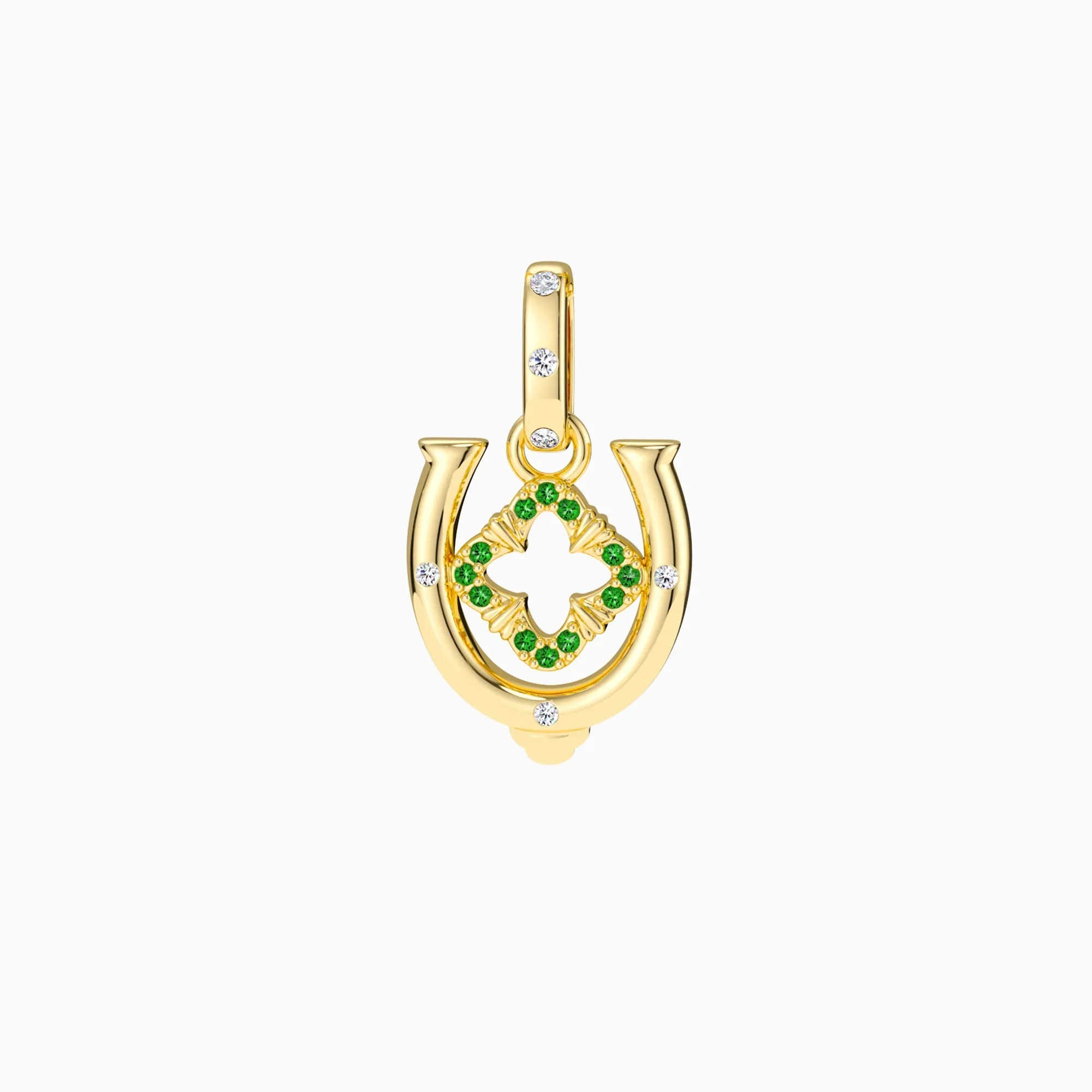 Horseshoe Four Leaf Clover Luck Charm Pendant sold by Vanimy Jewelry