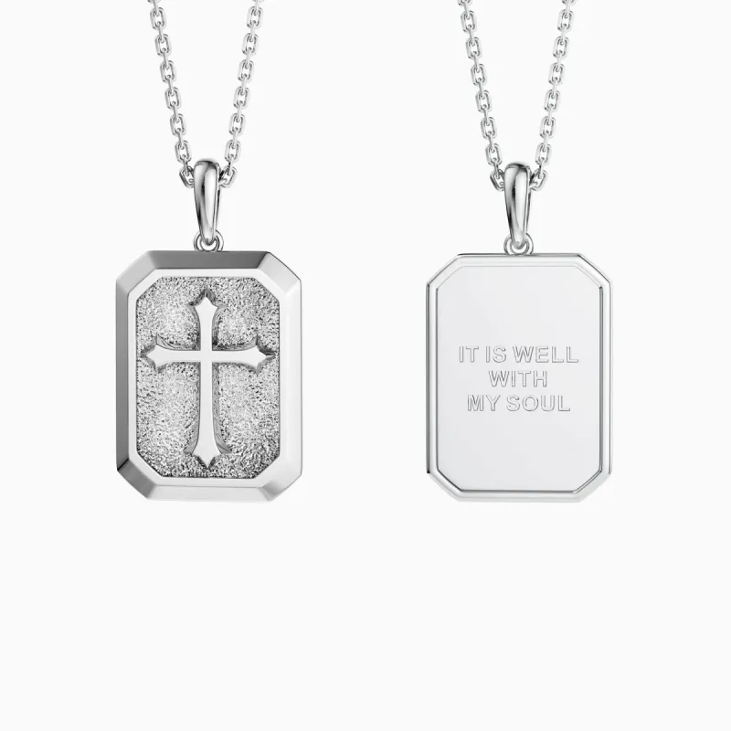 It Is Well With My Soul Cross Engraved Necklace sold by Vanimy Jewelry