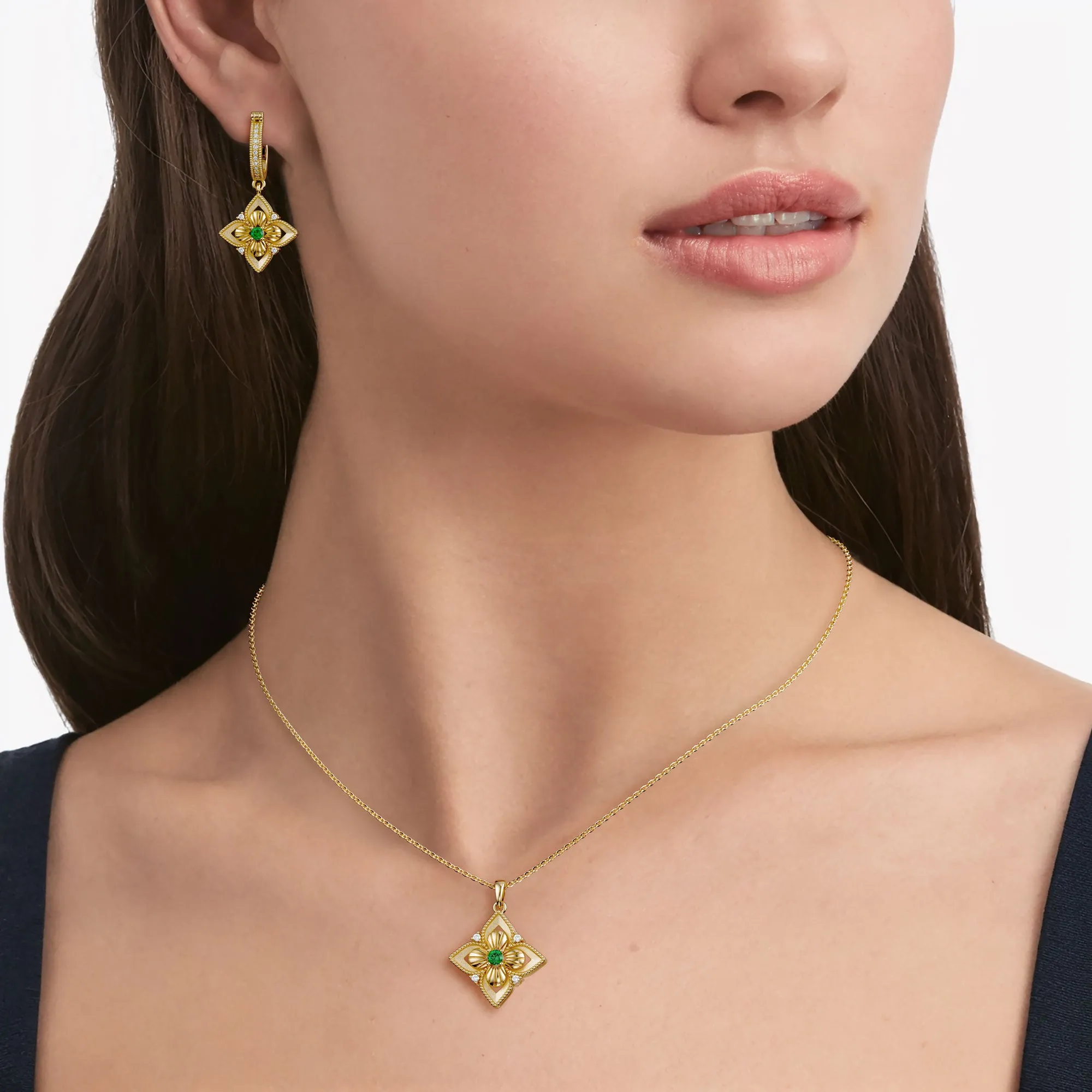 Lucky Radiance Clover Charm Milgrain Pendant Necklace sold by Vanimy Jewelry product image thumbnail 4
