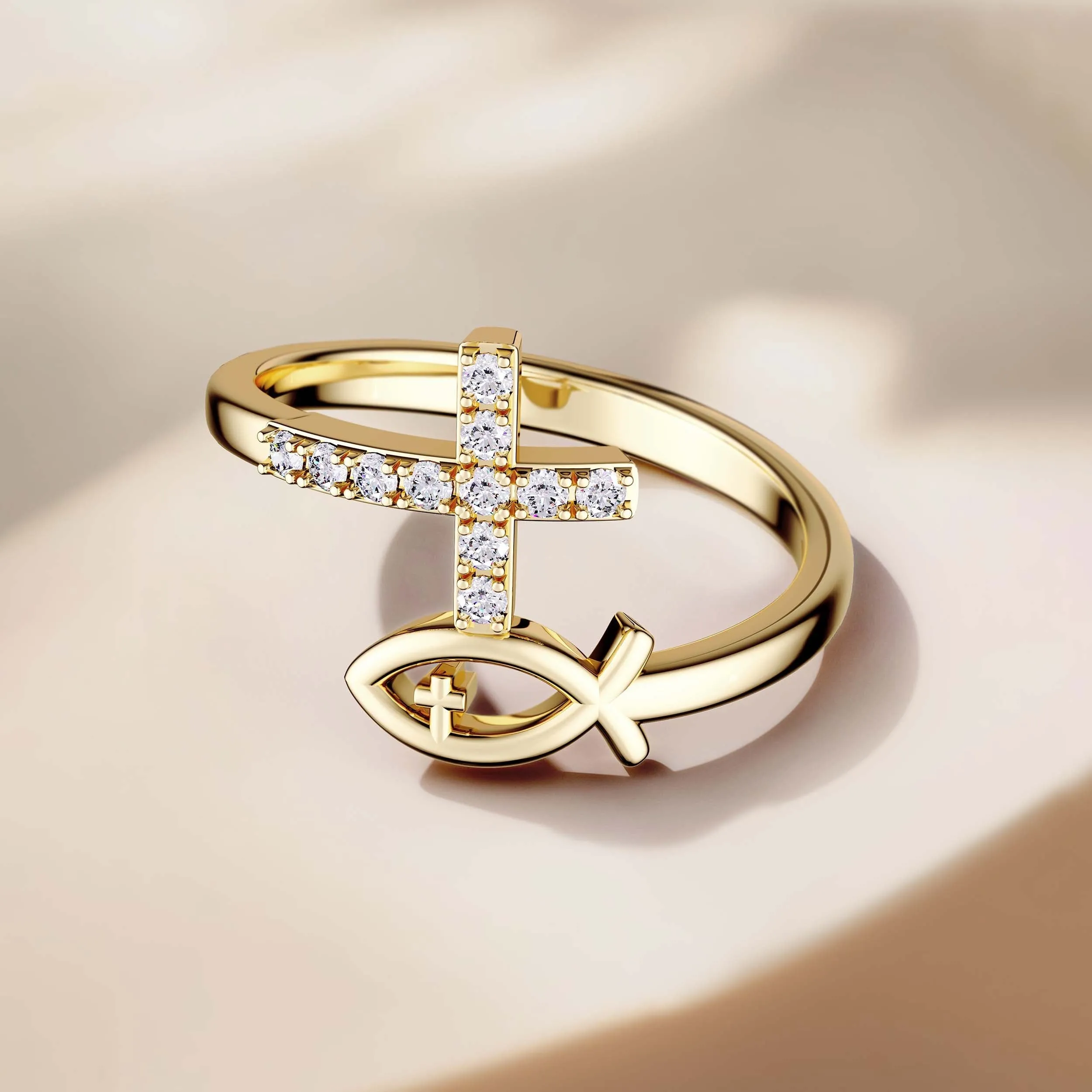 Customized Pray Jesus Fish And Cross Ring sold by Vanimy Jewelry product image thumbnail 5