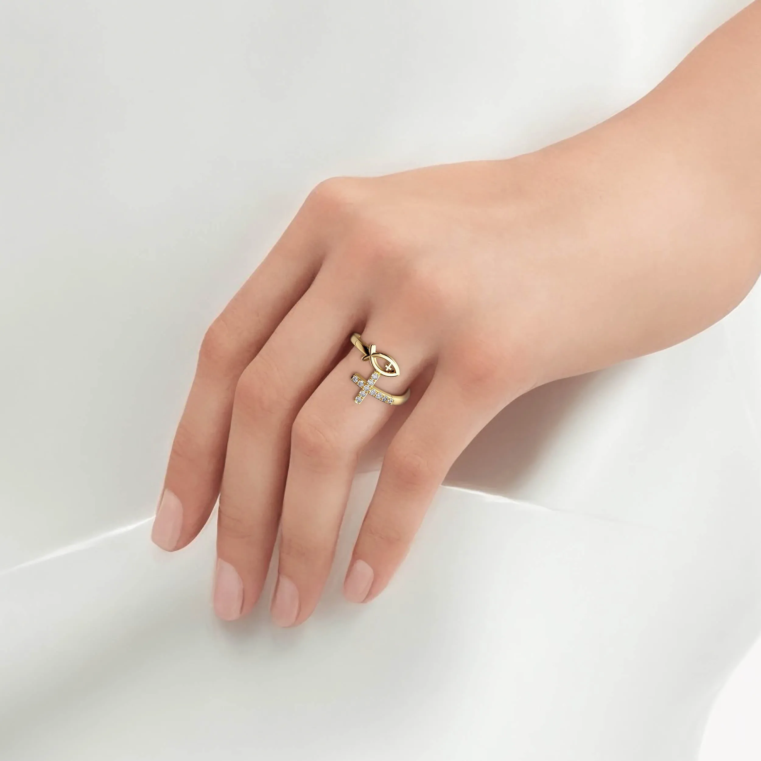 Customized Pray Jesus Fish And Cross Ring sold by Vanimy Jewelry product image thumbnail 3