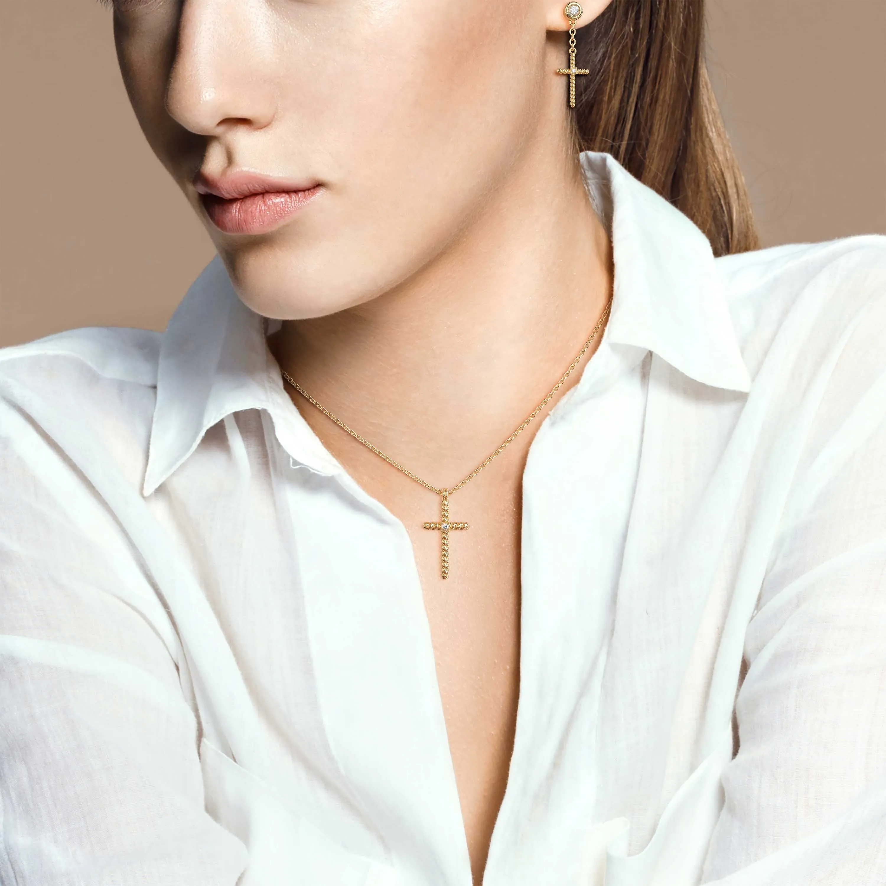 Cord Cross Dangle Earrings sold by Vanimy Jewelry product image thumbnail 3