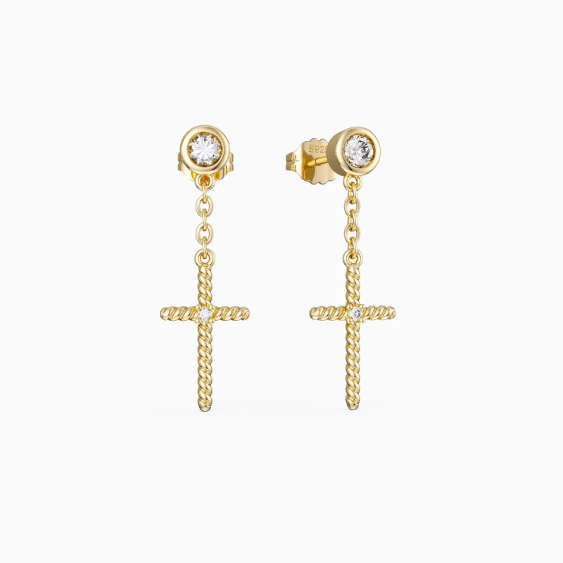 Cord Cross Dangle Earrings sold by Vanimy Jewelry