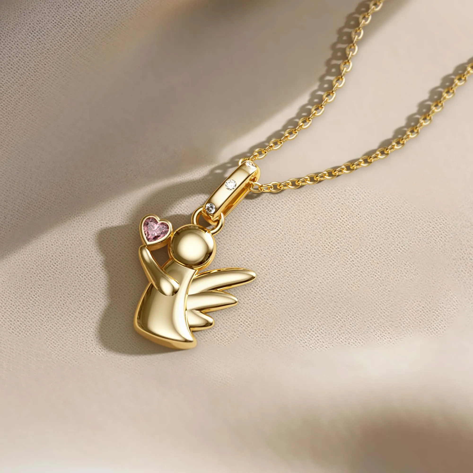 Angel with Pink Heart Love Charm Pendant sold by Vanimy Jewelry product image thumbnail 5