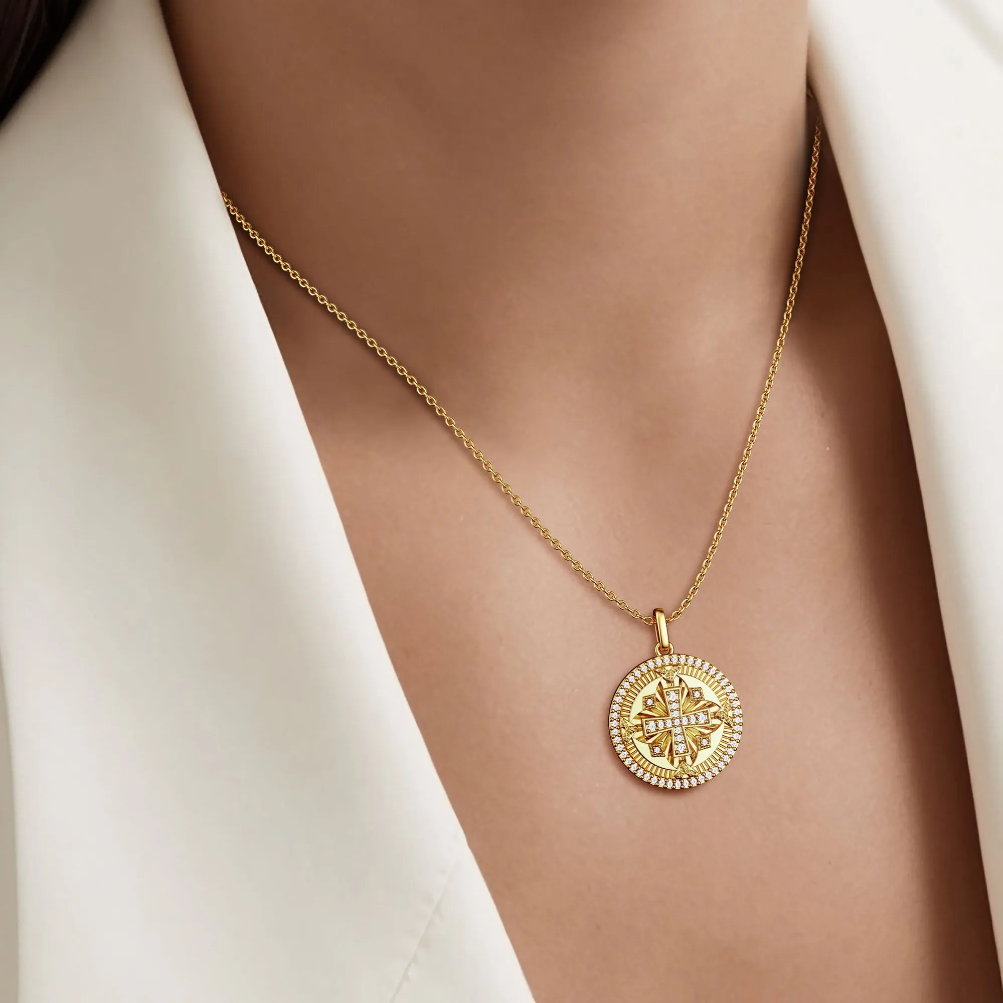 Divine Radiance Cross Protection Prayer Medallion Pendant Necklace - Plain Back sold by Vanimy Jewelry product image thumbnail 2