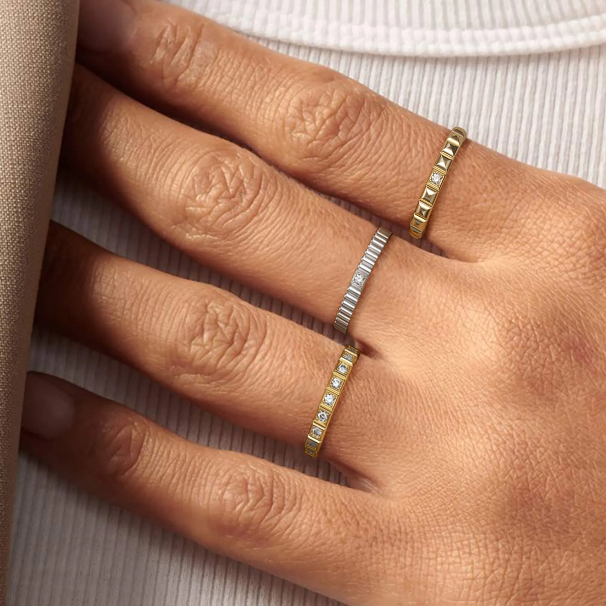 Eternal Unity Cross Two tones Stackable Ring Set sold by Vanimy Jewelry product image thumbnail 2