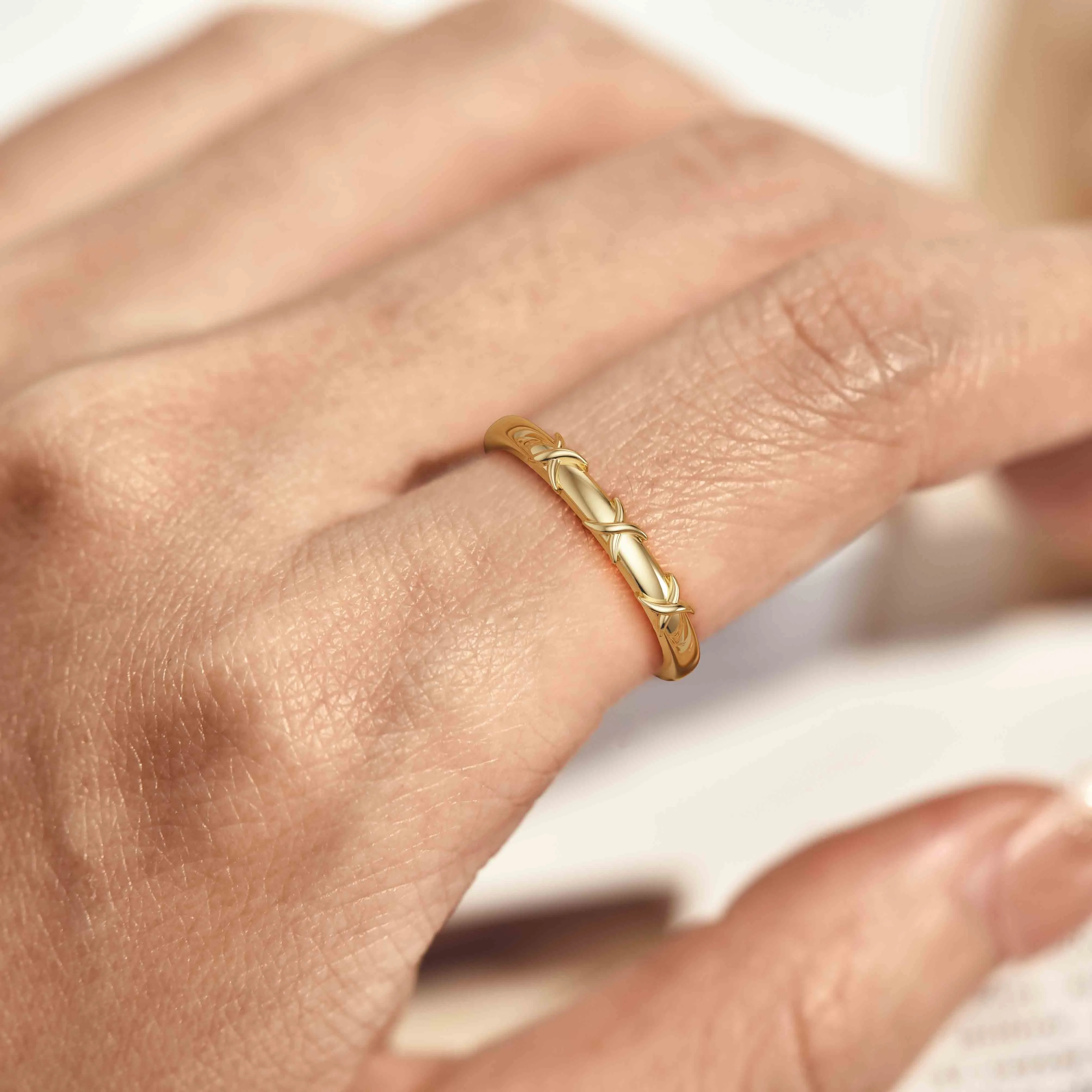 Cross X Narrow Ring sold by Vanimy Jewelry product image thumbnail 4