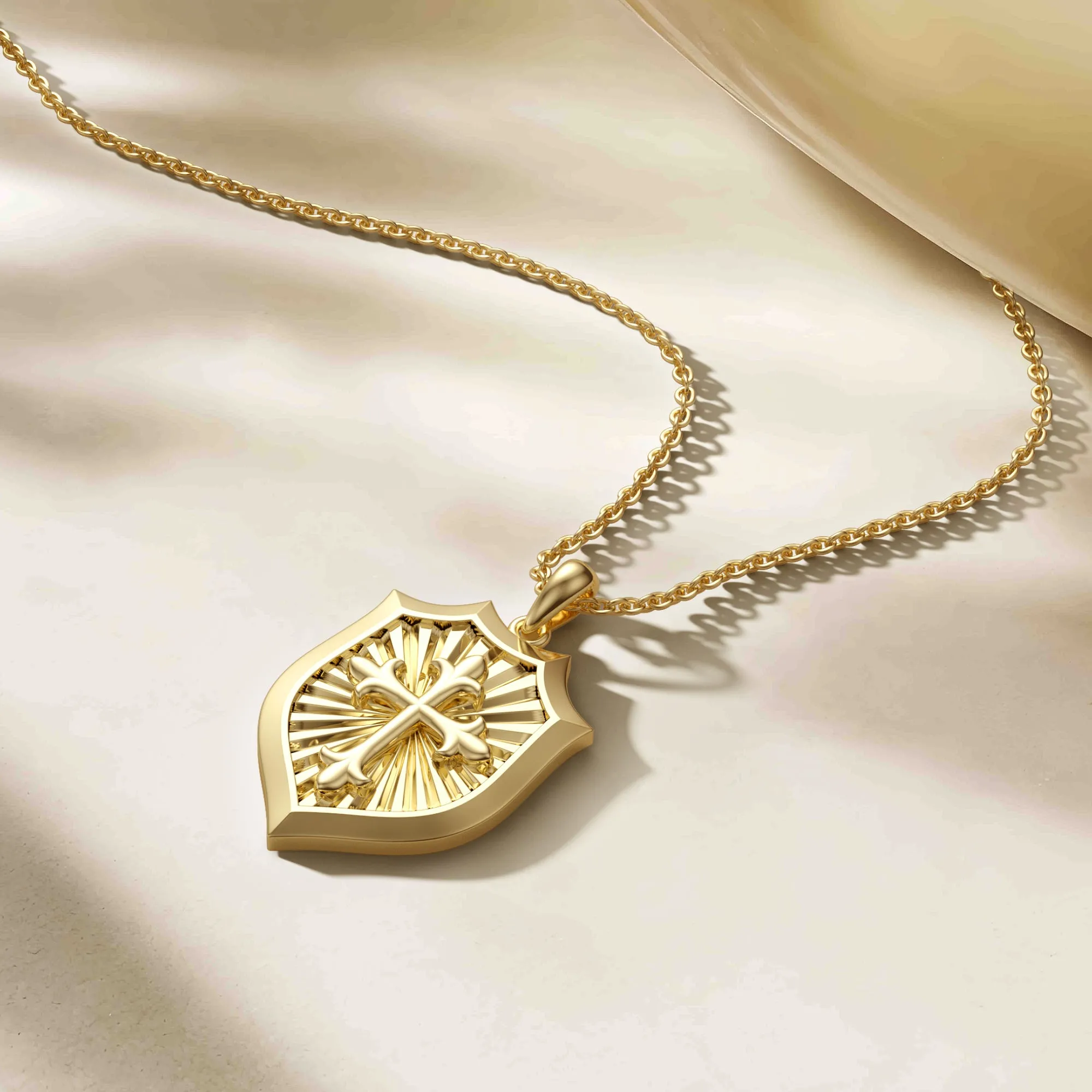 Radiant Shield Cross Protection Pendant Medallion Necklace sold by Vanimy Jewelry product image thumbnail 4