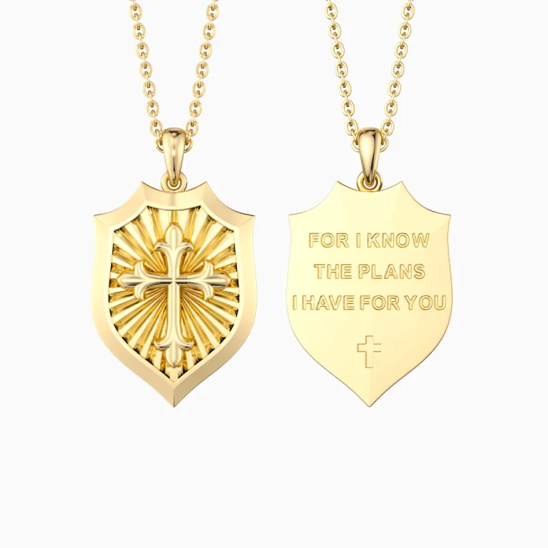 Radiant Shield Cross Protection Pendant Medallion Necklace sold by Vanimy Jewelry