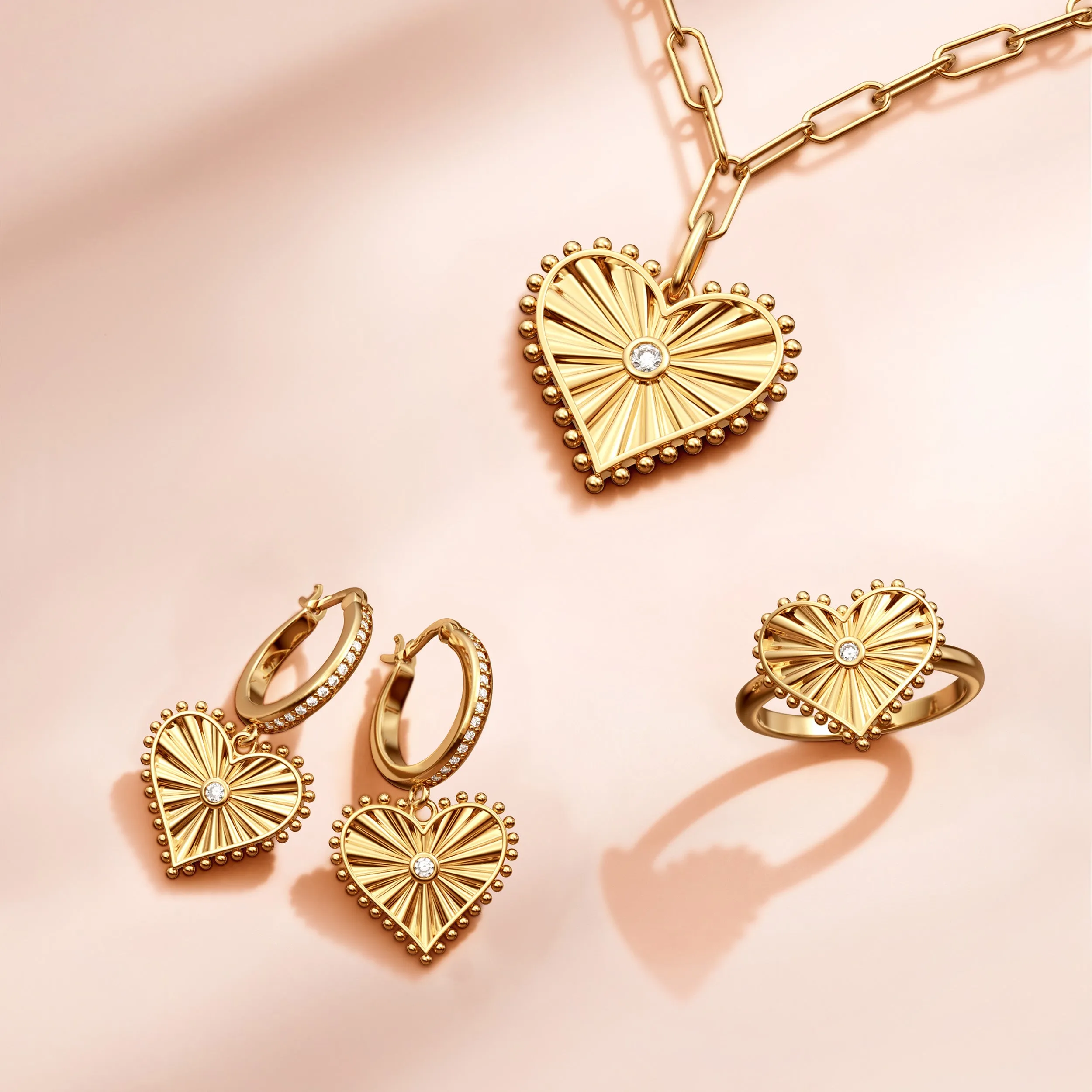 Beaded Heart with Radiating Sunbeam Love Necklace sold by Vanimy Jewelry product image thumbnail 4