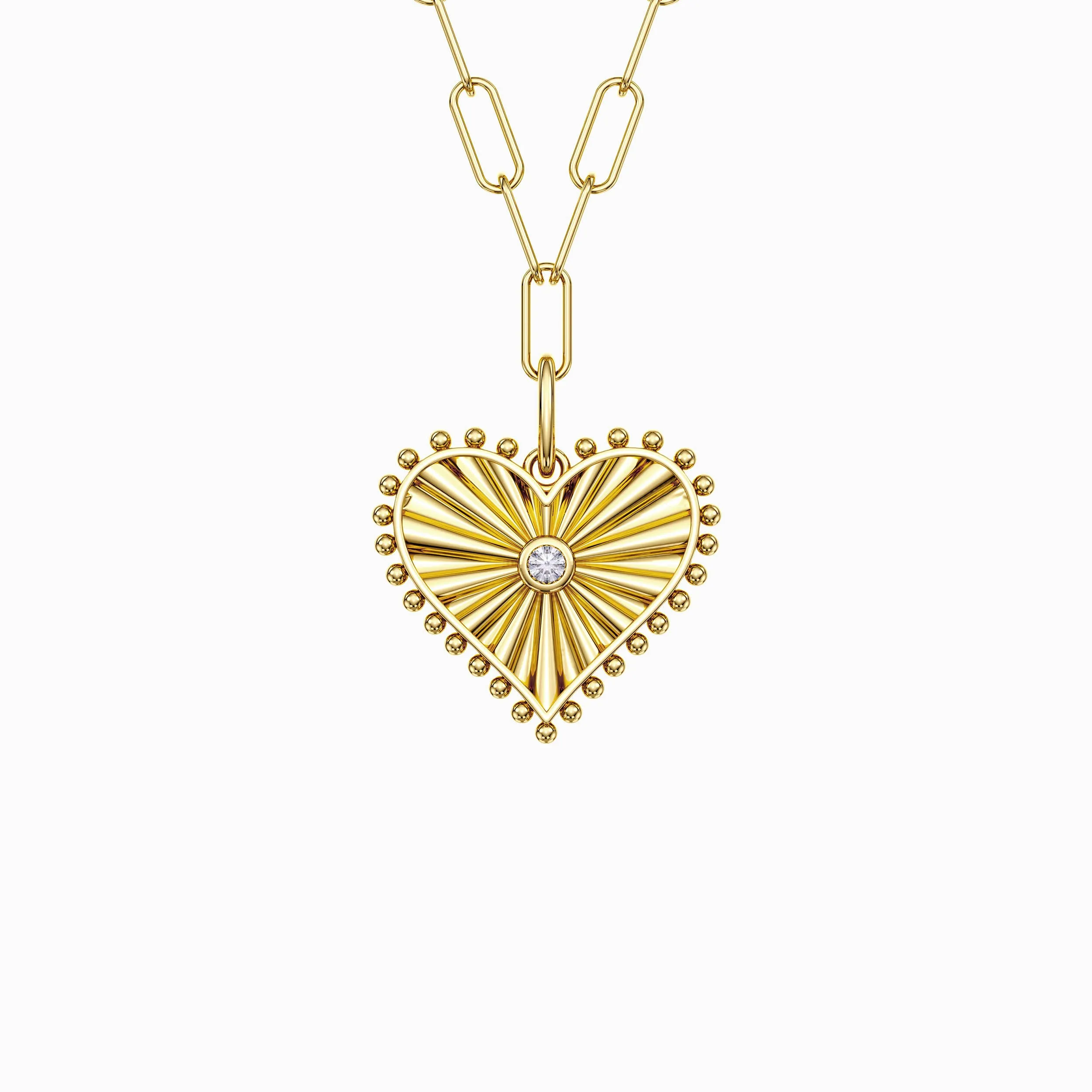 Beaded Heart with Radiating Sunbeam Love Necklace sold by Vanimy Jewelry