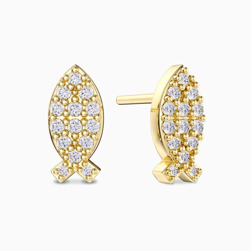 Sacred Ichthys Stud Earrings sold by Vanimy Jewelry