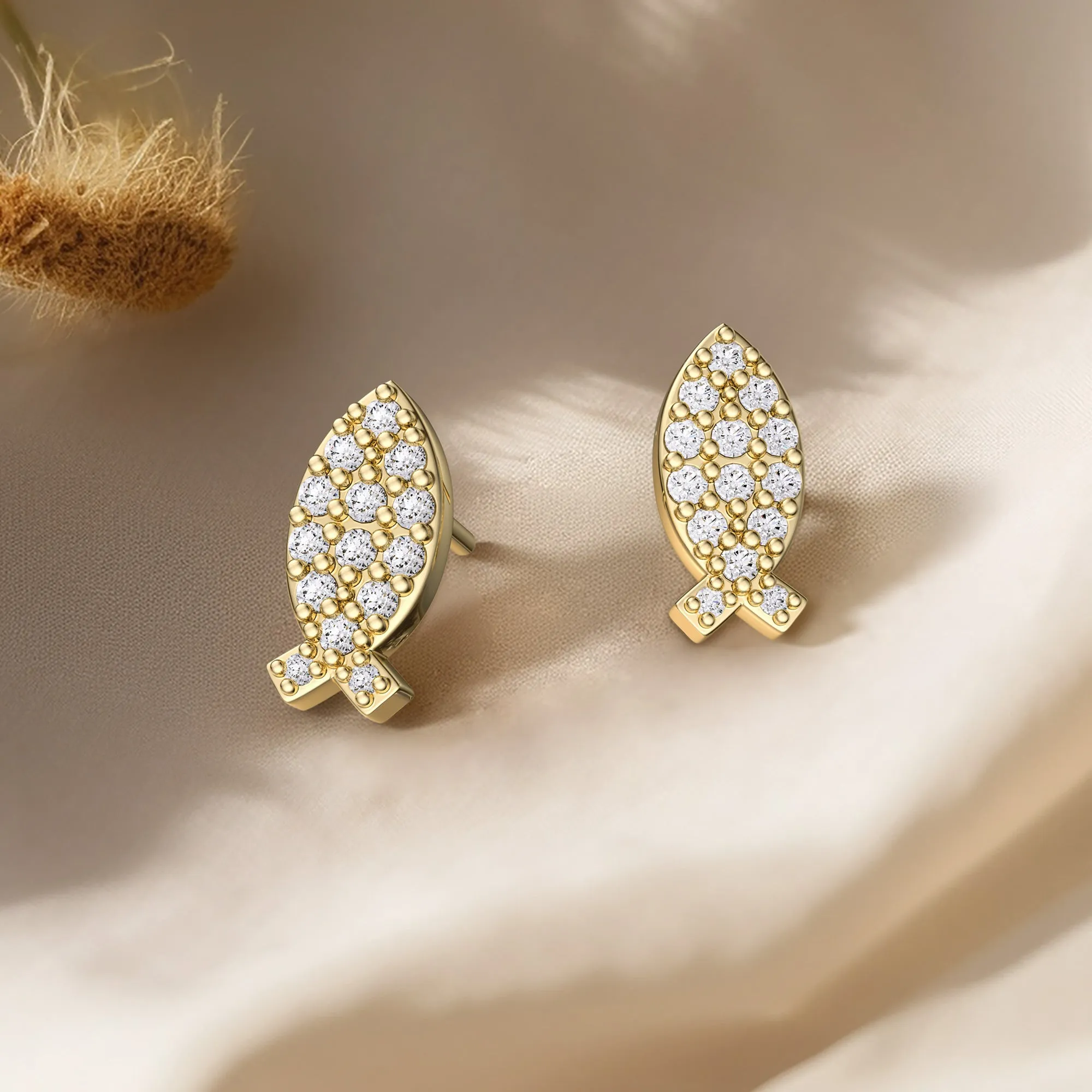 Sacred Ichthys Stud Earrings sold by Vanimy Jewelry product image thumbnail 2