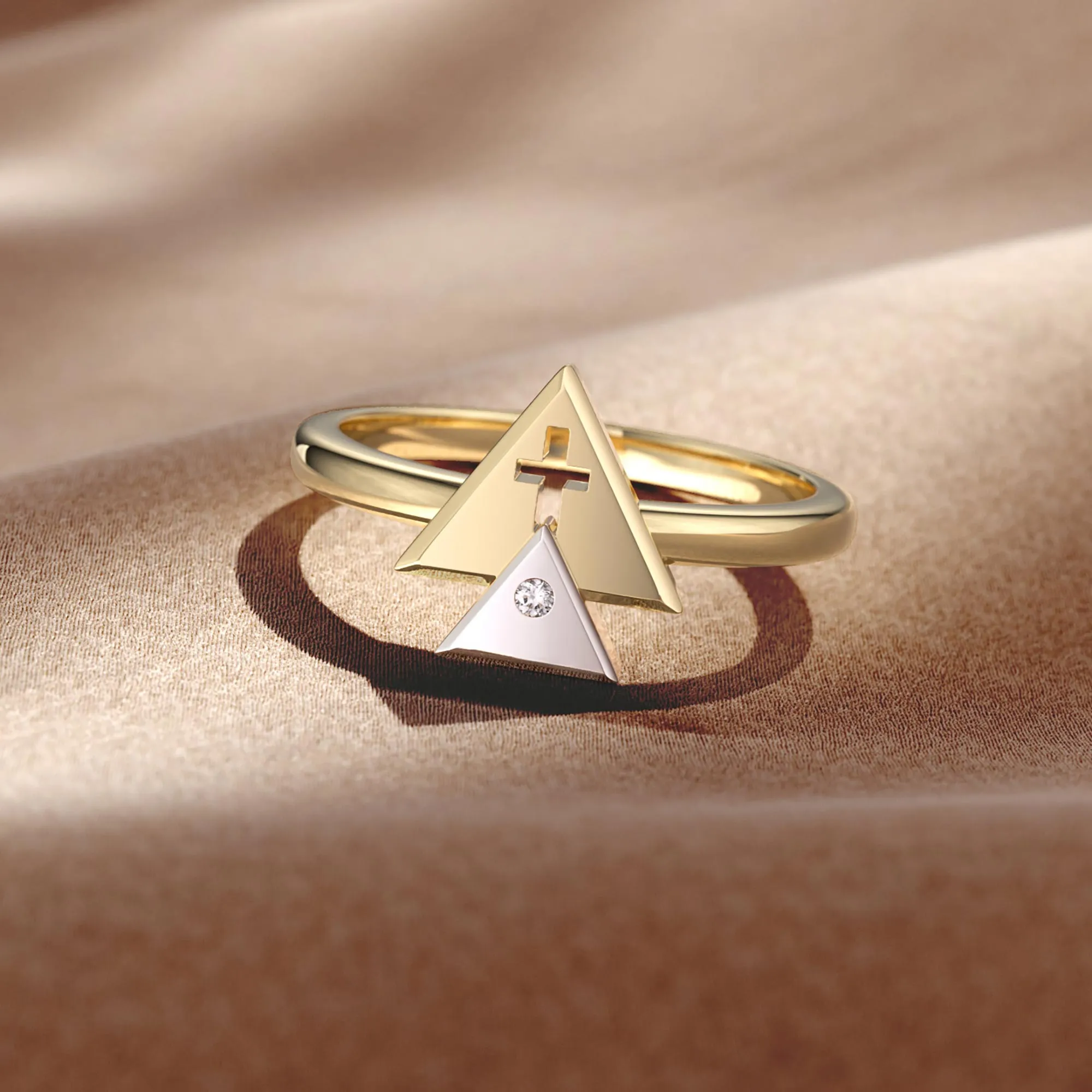 Divine Cross Charm Trinity Triangle Ring sold by Vanimy Jewelry product image thumbnail 2