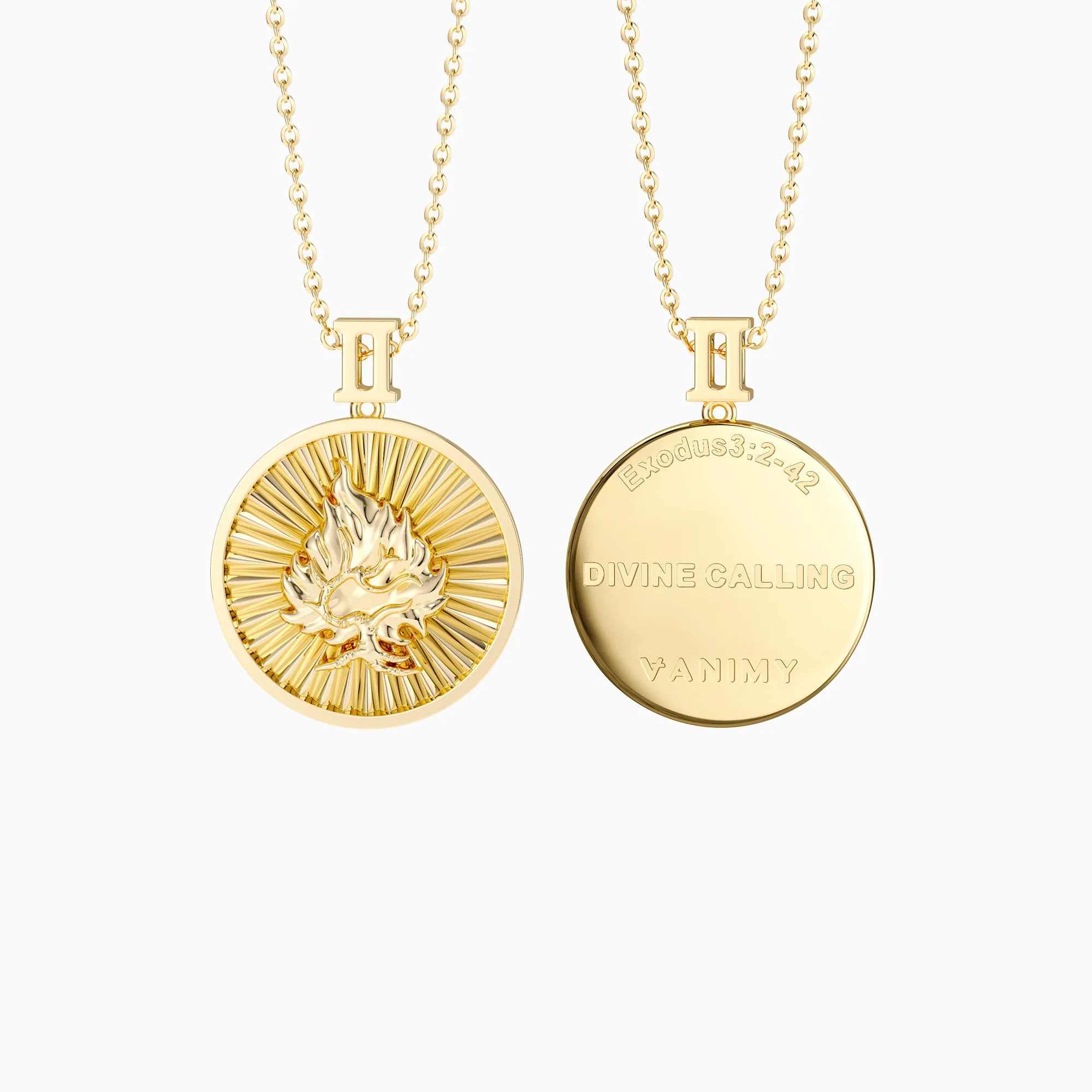 Promised Land Molten Fire Burning Bush Coin Medallion Necklace sold by Vanimy Jewelry product image thumbnail 2