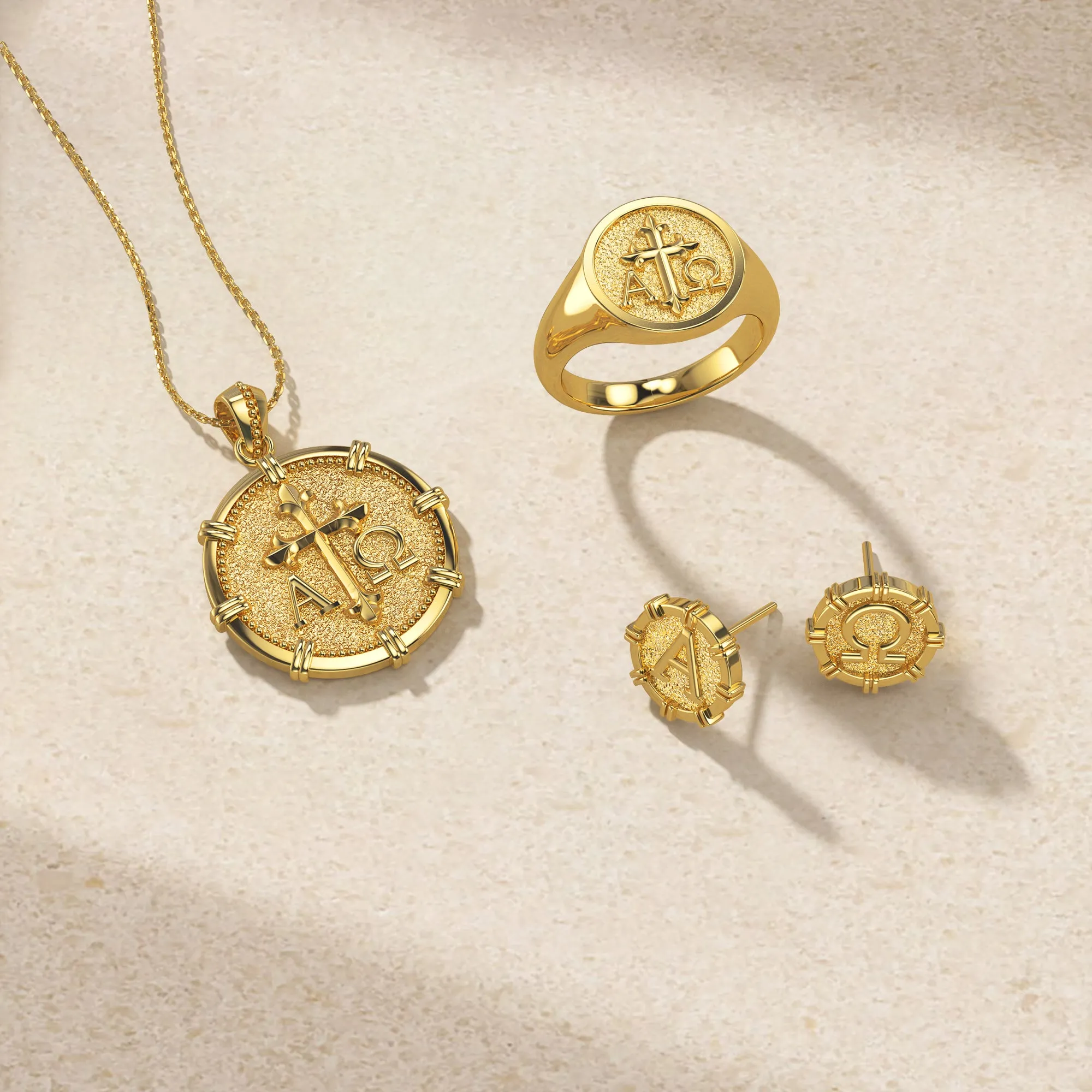 Alpha Omega Fleur-de-Lis Cross Medallion Necklace sold by Vanimy Jewelry product image thumbnail 2