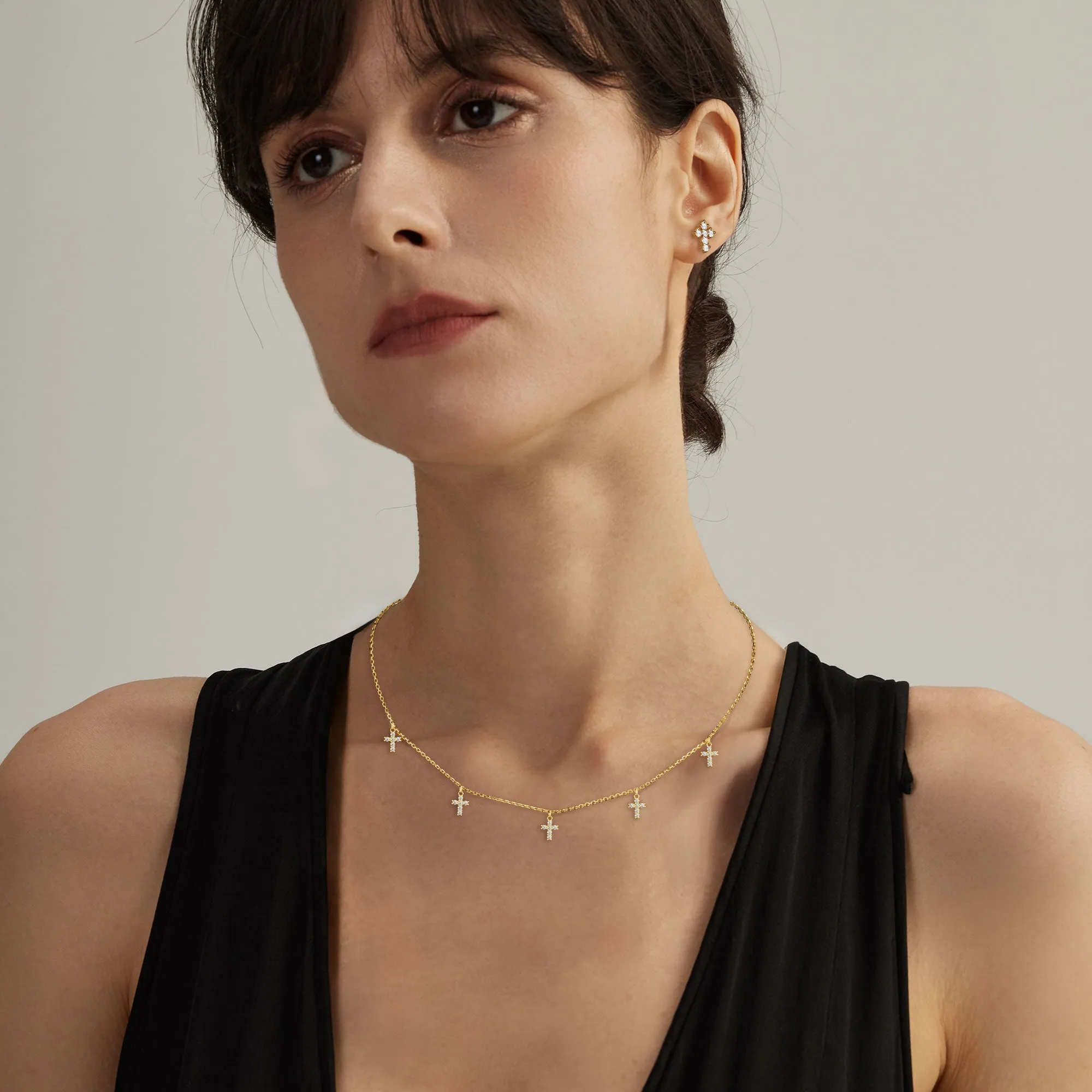 Five Cross Station Necklace sold by Vanimy Jewelry product image thumbnail 3