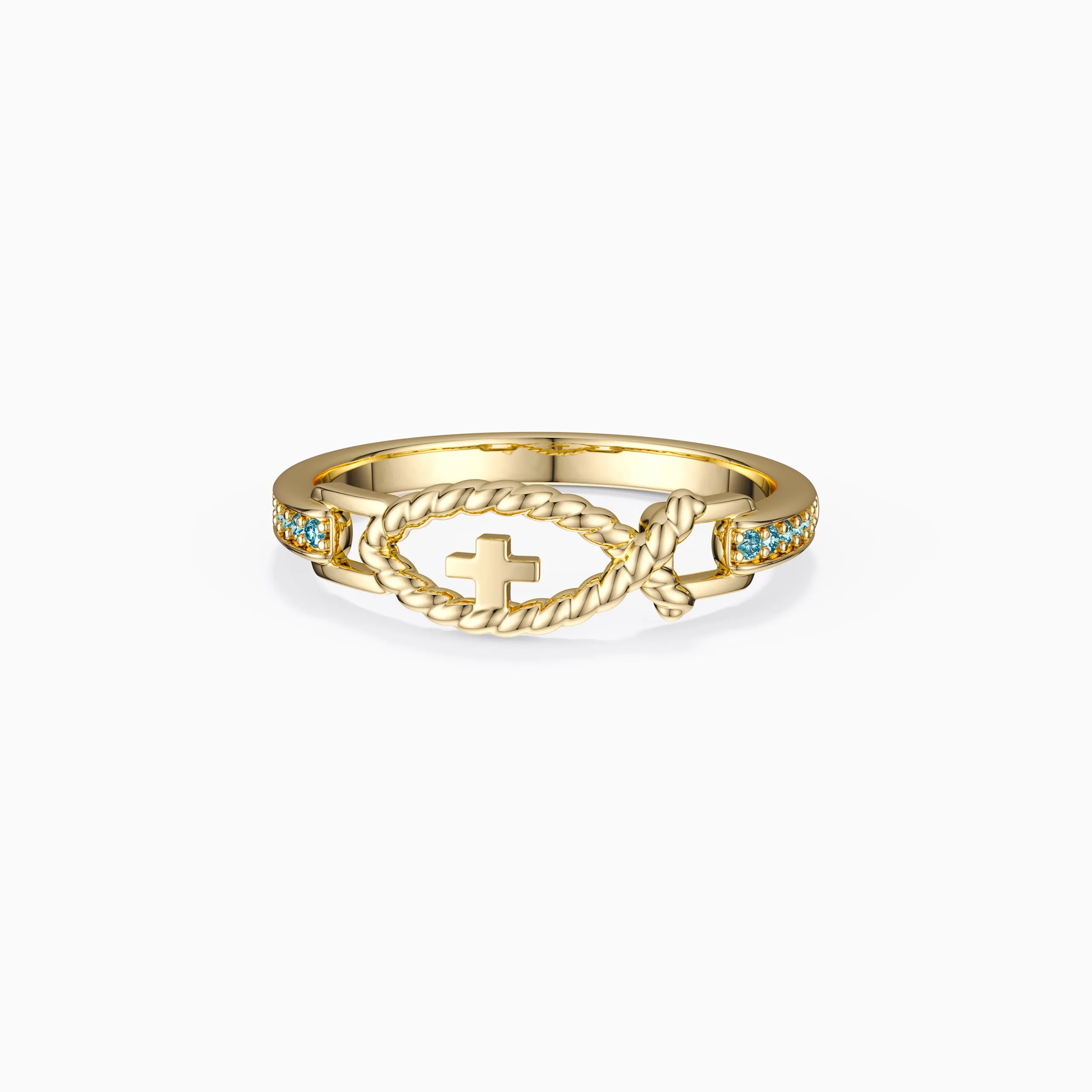 Hollow Cord Ichthys Ring sold by Vanimy Jewelry