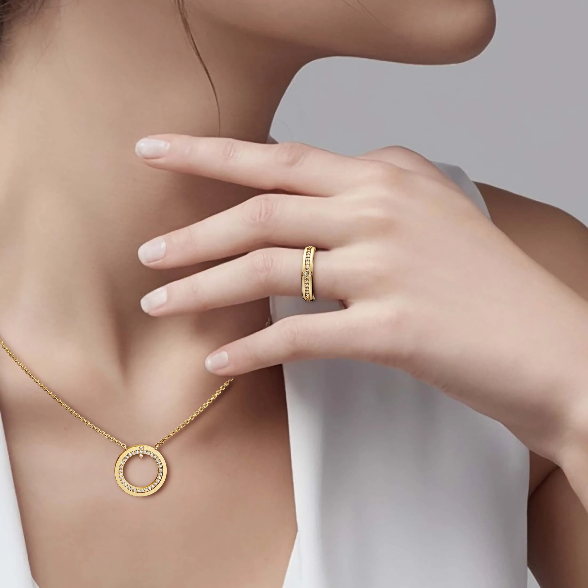 Pavé Circle Cross Necklace sold by Vanimy Jewelry product image thumbnail 3