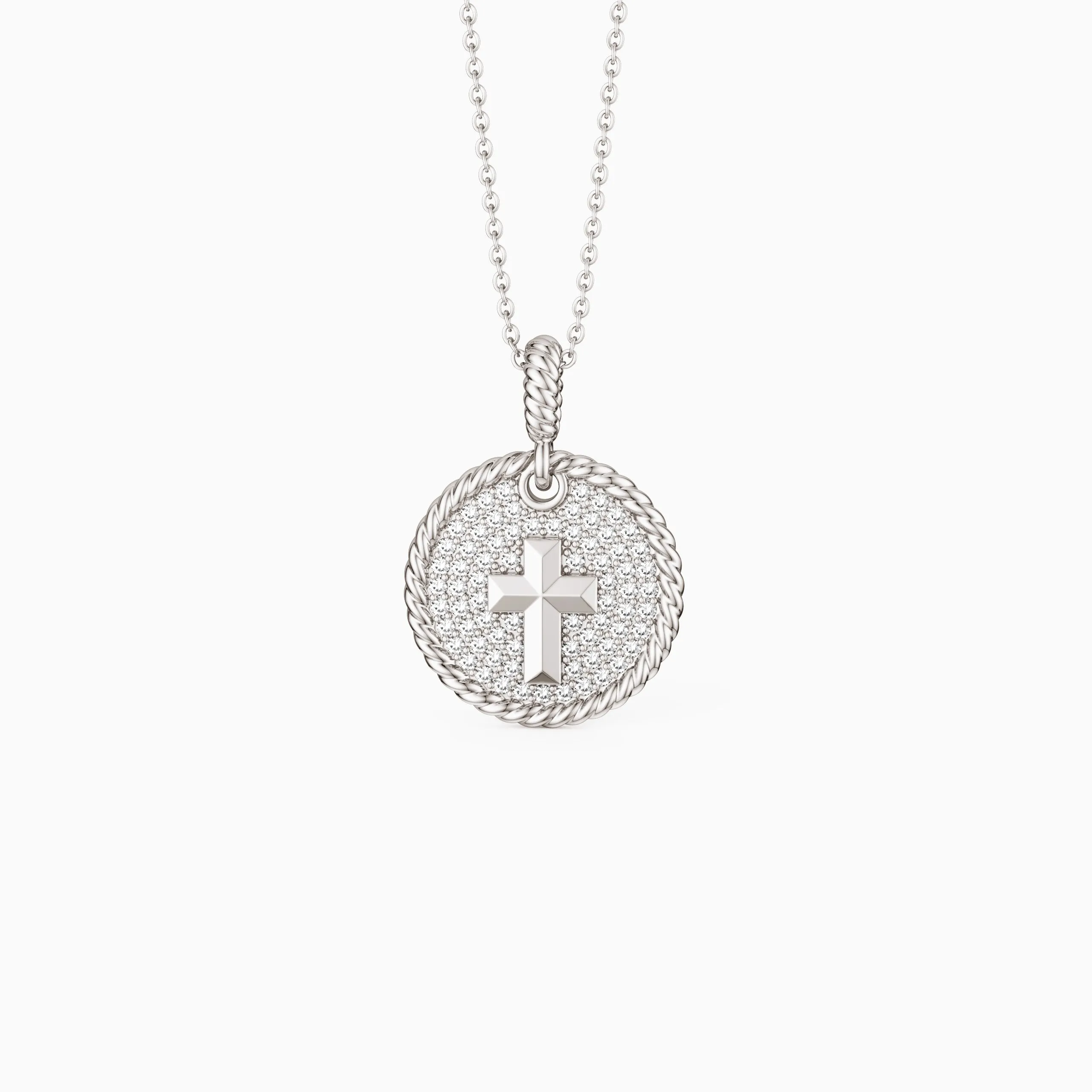 Pavé Coin Cross Necklace sold by Vanimy Jewelry product image thumbnail 5