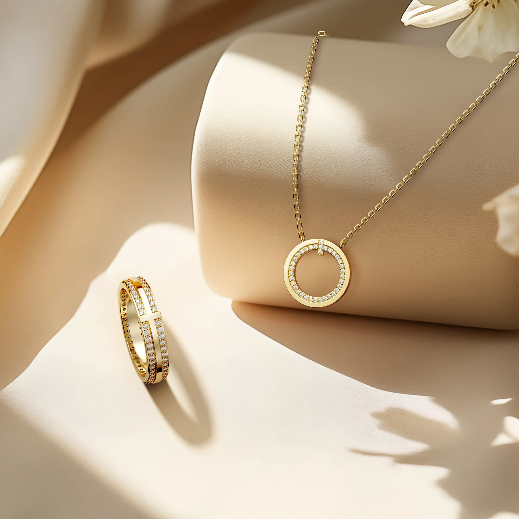 Pavé Circle Cross Necklace sold by Vanimy Jewelry product image thumbnail 4