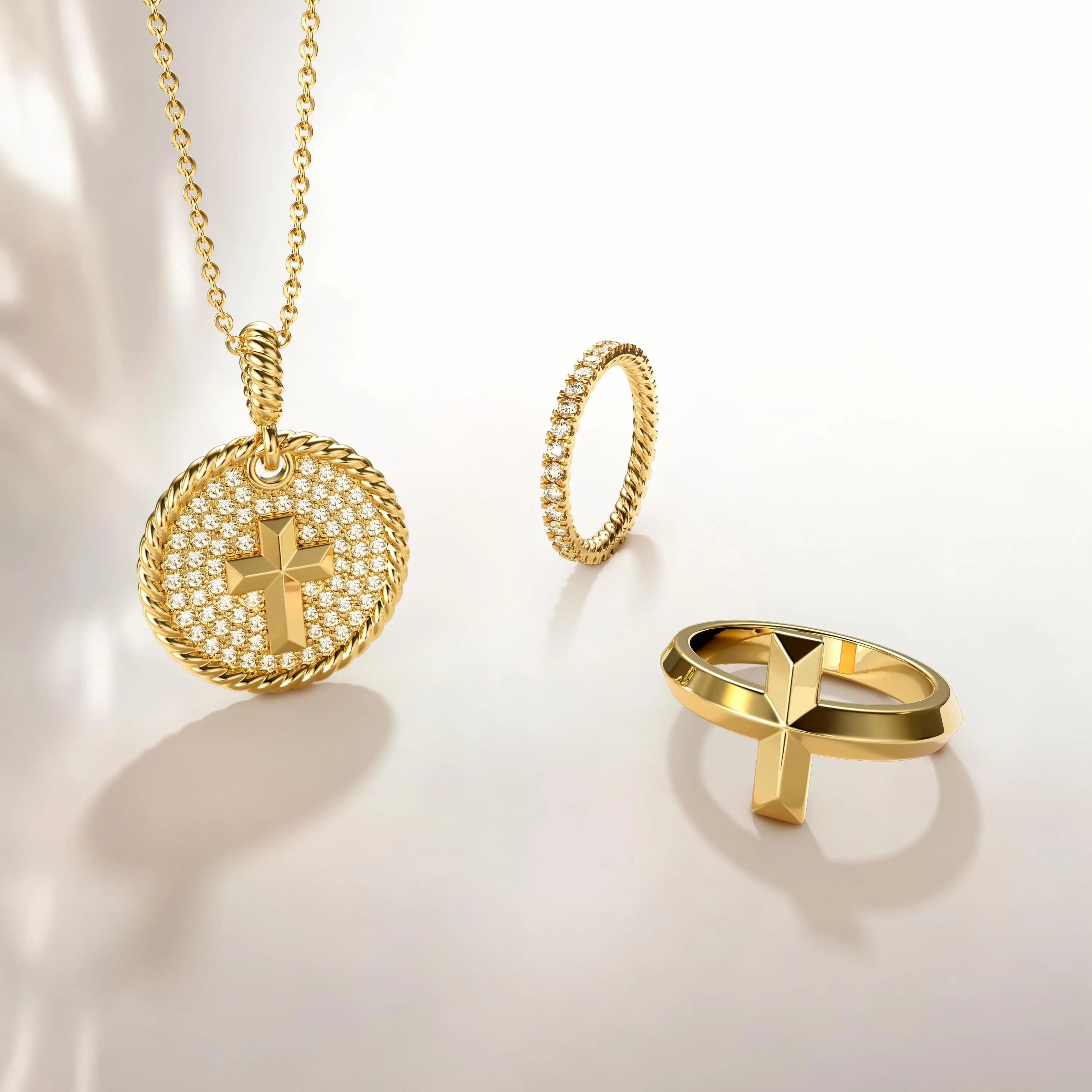 Pavé Coin Cross Necklace sold by Vanimy Jewelry product image thumbnail 4