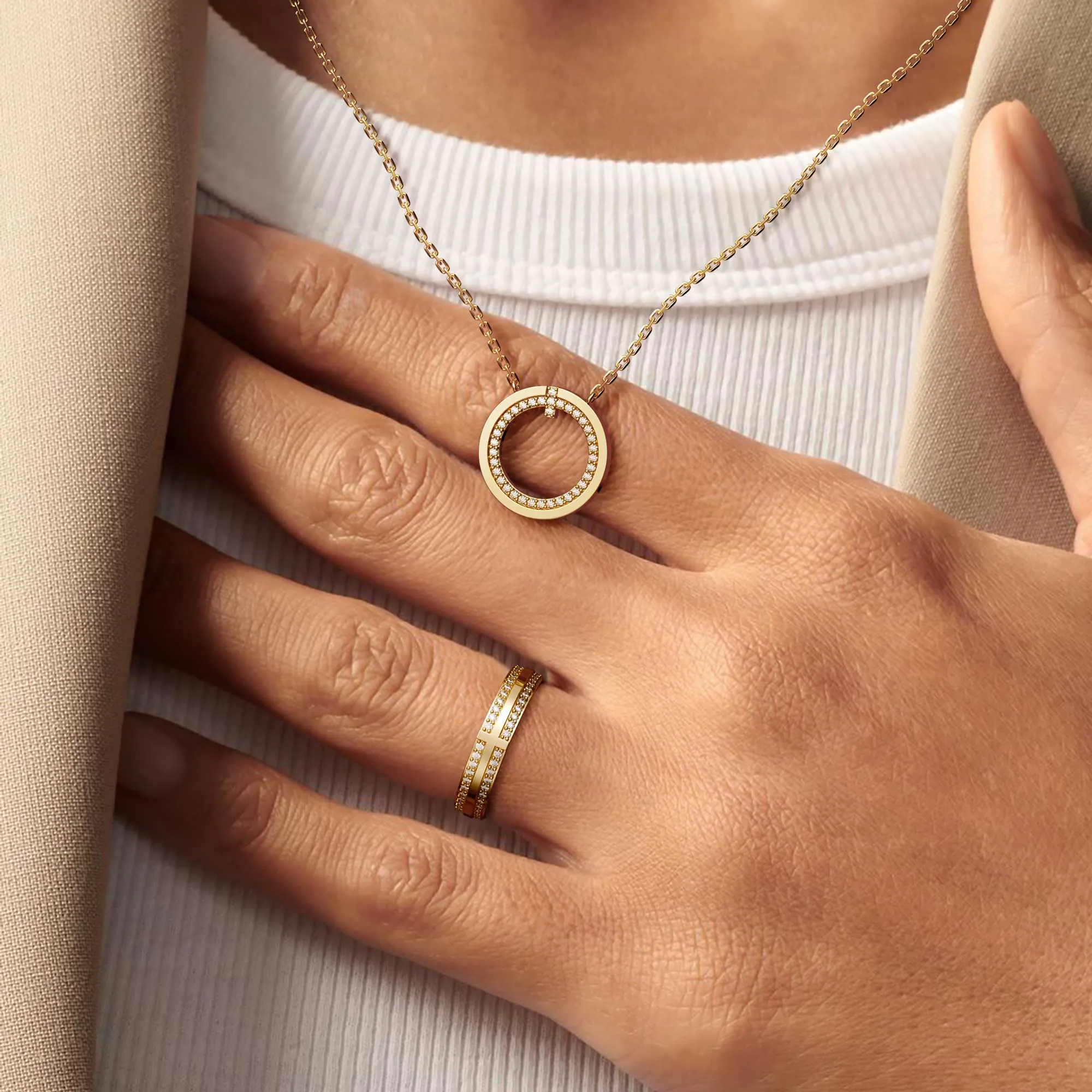 Pavé Circle Cross Necklace sold by Vanimy Jewelry product image thumbnail 5