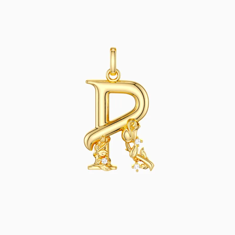 Rose Blossom Letter R Pendant sold by Vanimy Jewelry