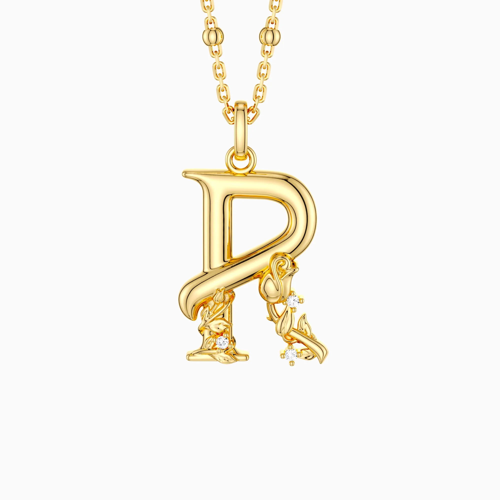 Rose Blossom Letter R Pendant sold by Vanimy Jewelry product image thumbnail 2