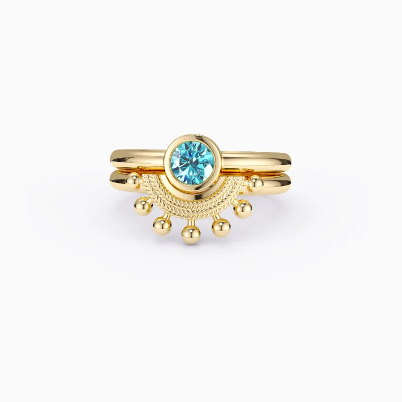 ‘Rise and Shine' Sunburst Stack Ring Set sold by Vanimy Jewelry