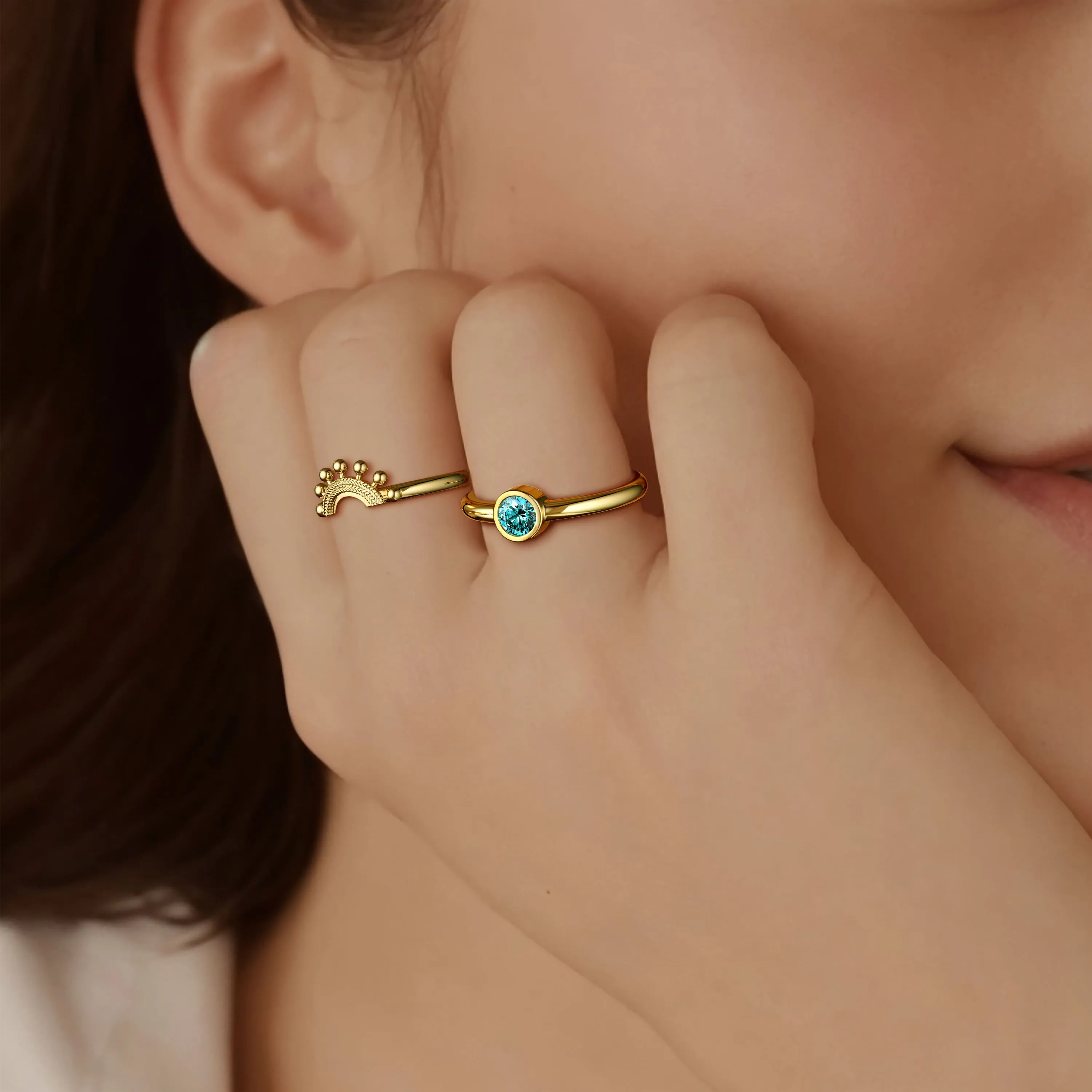 ‘Rise and Shine' Sunburst Stack Ring Set sold by Vanimy Jewelry product image thumbnail 2