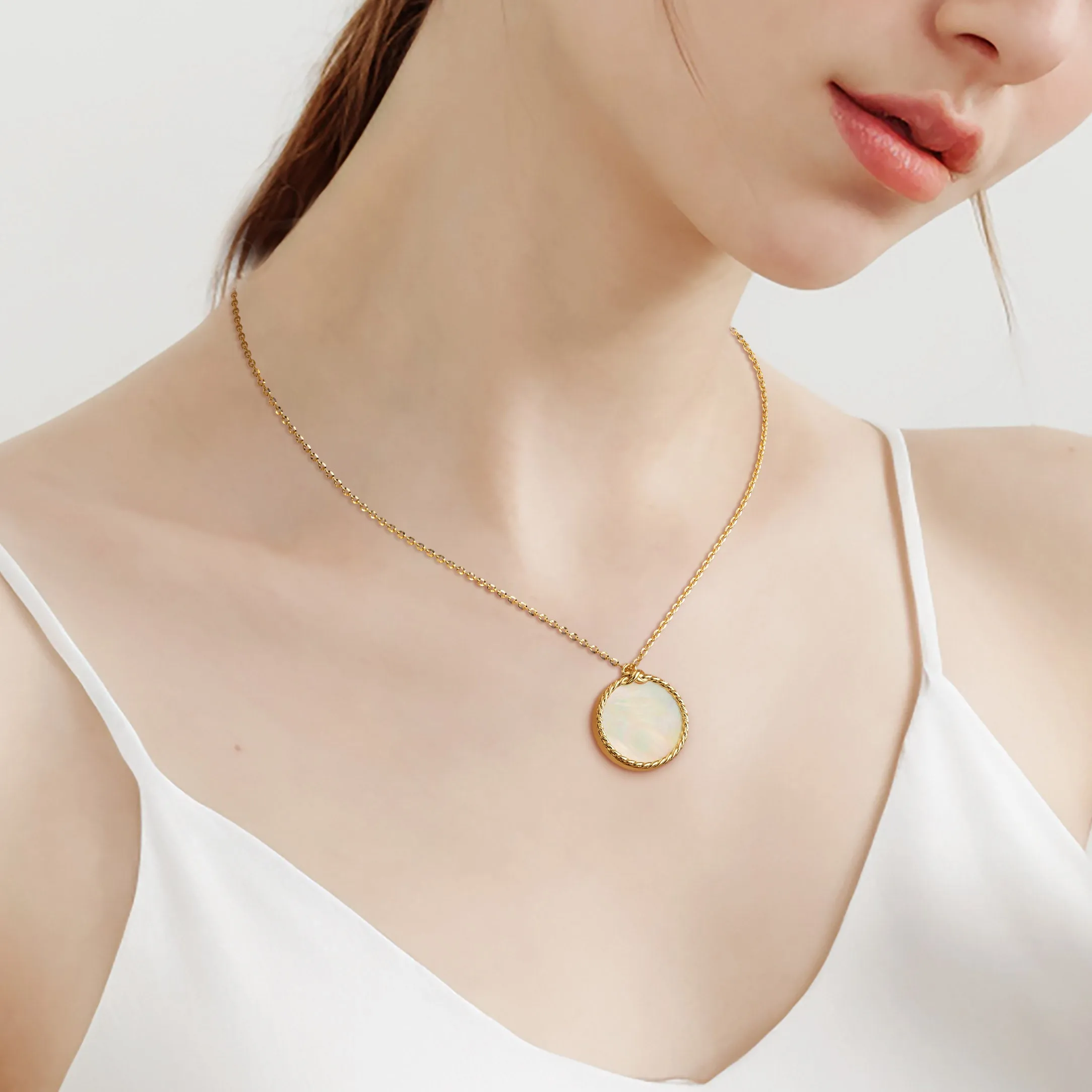 Mother of Pearl Disc Necklace sold by Vanimy Jewelry product image thumbnail 2