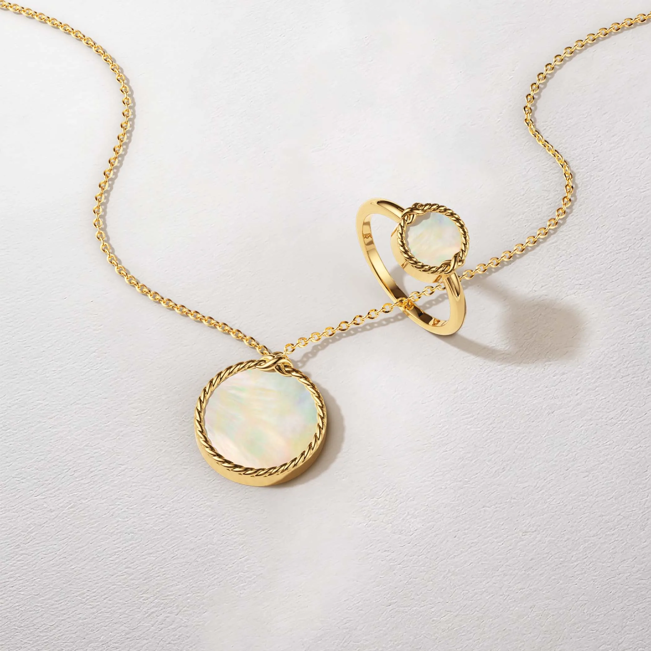 Mother of Pearl Disc Necklace sold by Vanimy Jewelry product image thumbnail 4