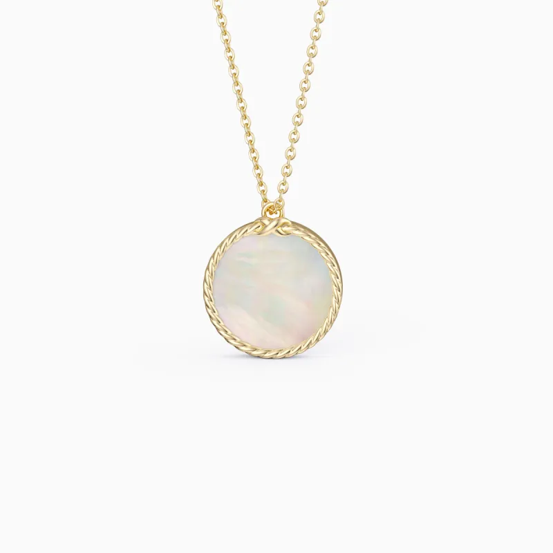 Mother of Pearl Disc Necklace sold by Vanimy Jewelry