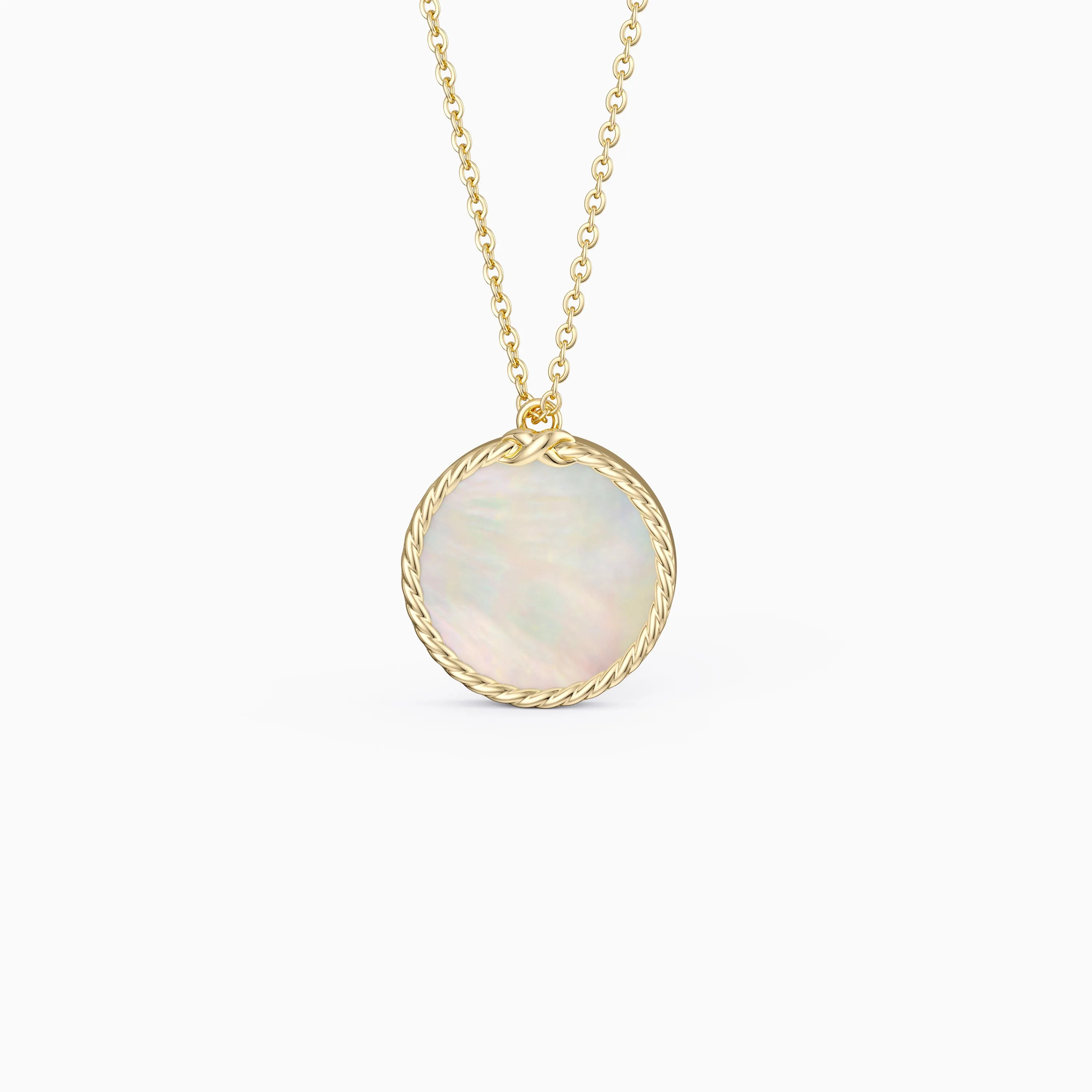 Mother of Pearl Disc Necklace sold by Vanimy Jewelry