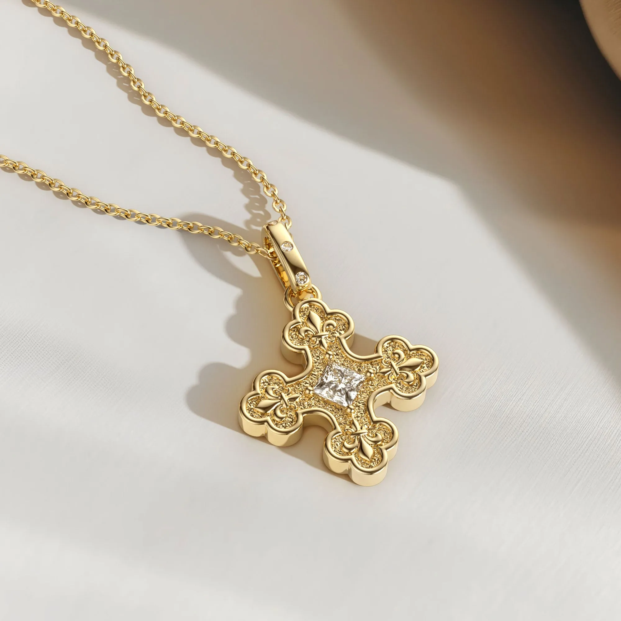 Byzantine Fleur De Lis Cross Pendant Necklace sold by Vanimy Jewelry product image thumbnail 4