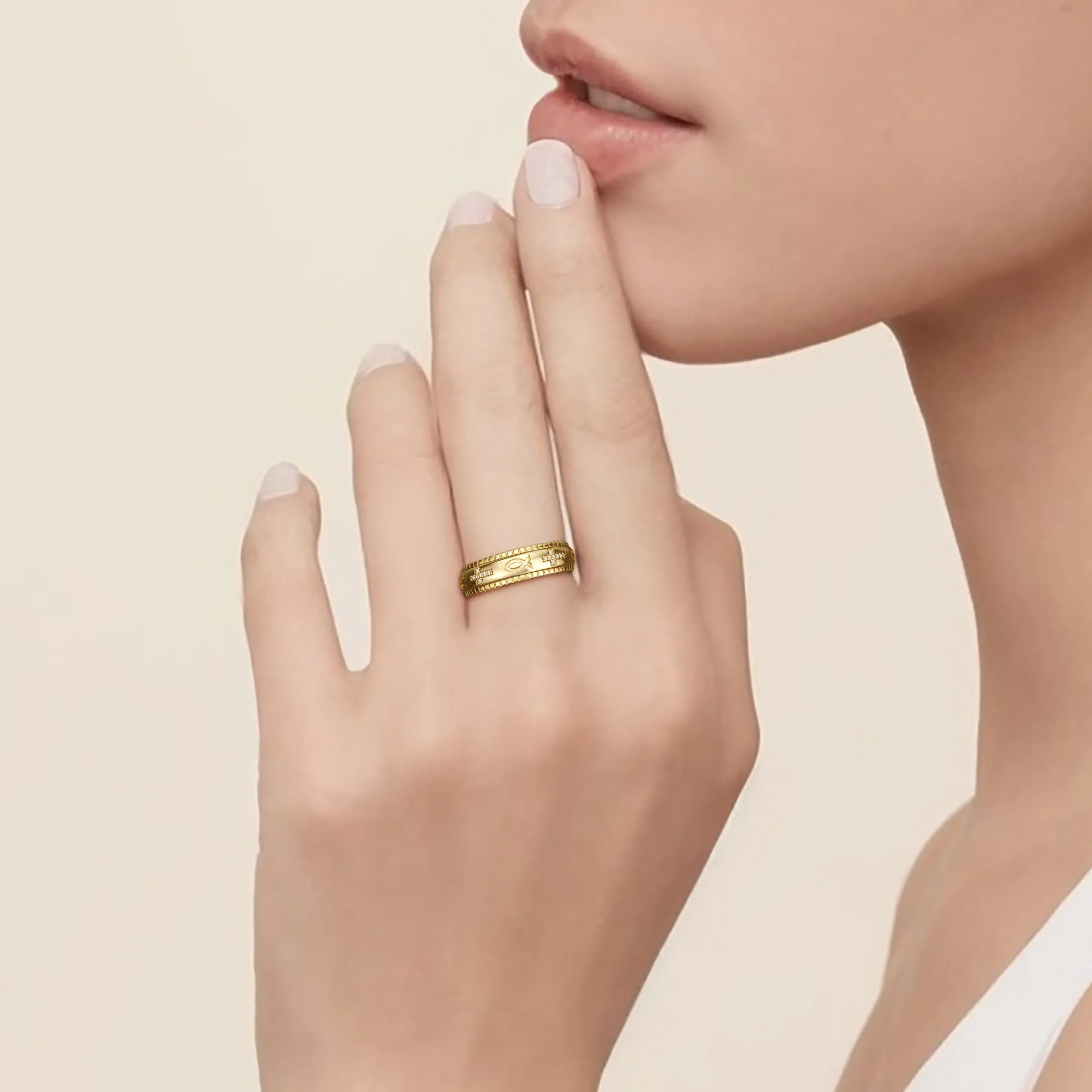 Cross Ichthys Meditations Spinner Fidget Ring For Anxiety Relief sold by Vanimy Jewelry product image thumbnail 5