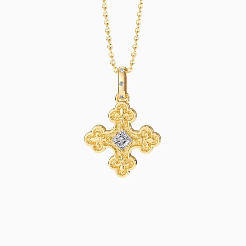 Byzantine Fleur De Lis Cross Pendant Necklace sold by Vanimy Jewelry